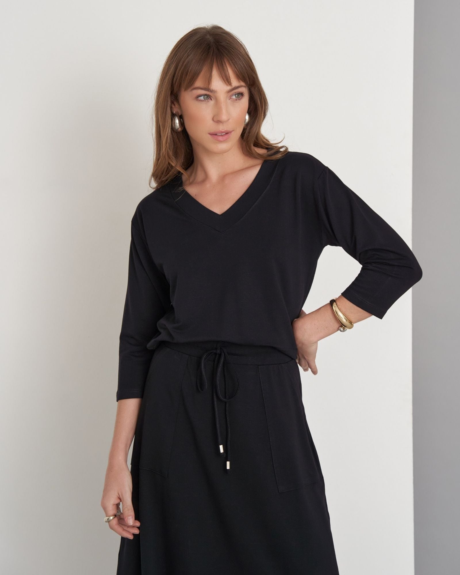 Conjunto Malha Blusa Barra Larga