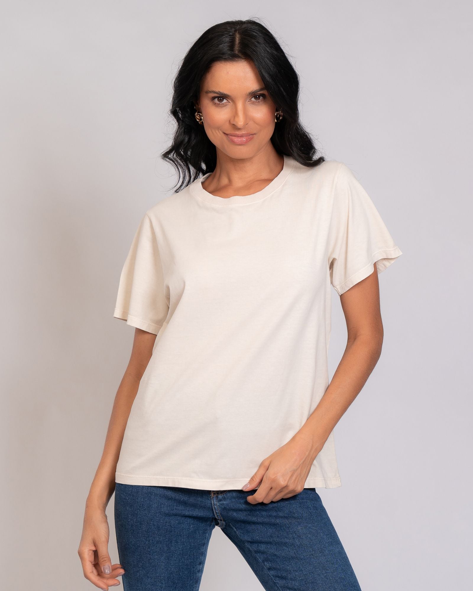 T-shirt Básica com Lavagem Estonada