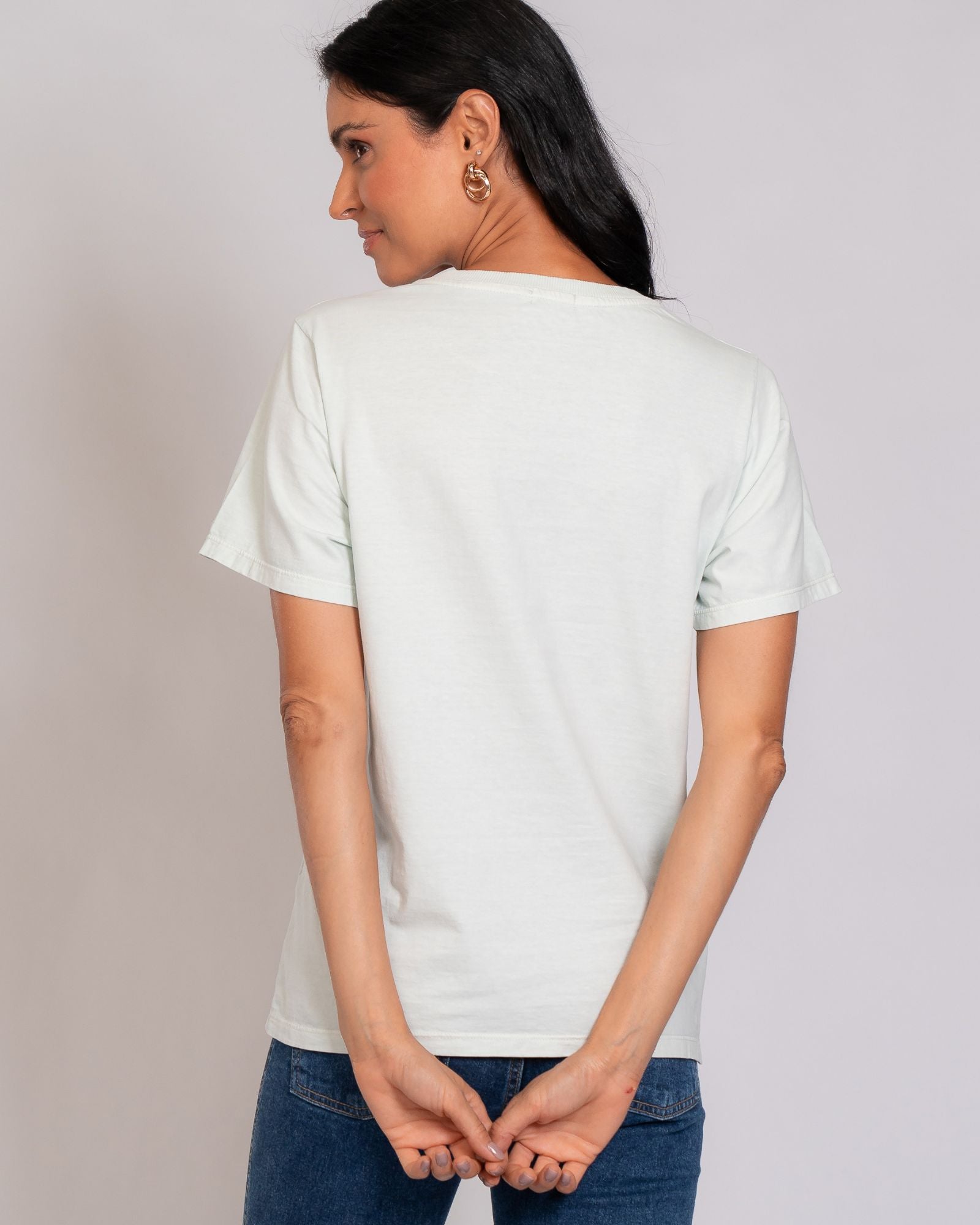 T-shirt Básica com Lavagem Estonada
