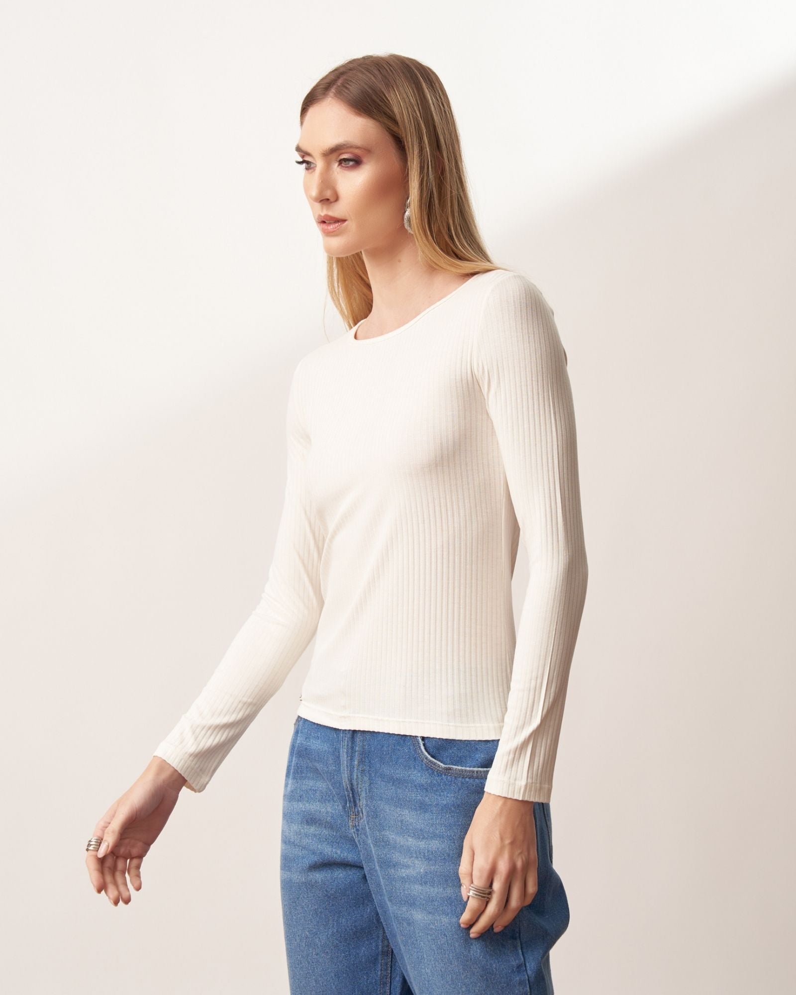 Blusa Malha Canelada 7/8