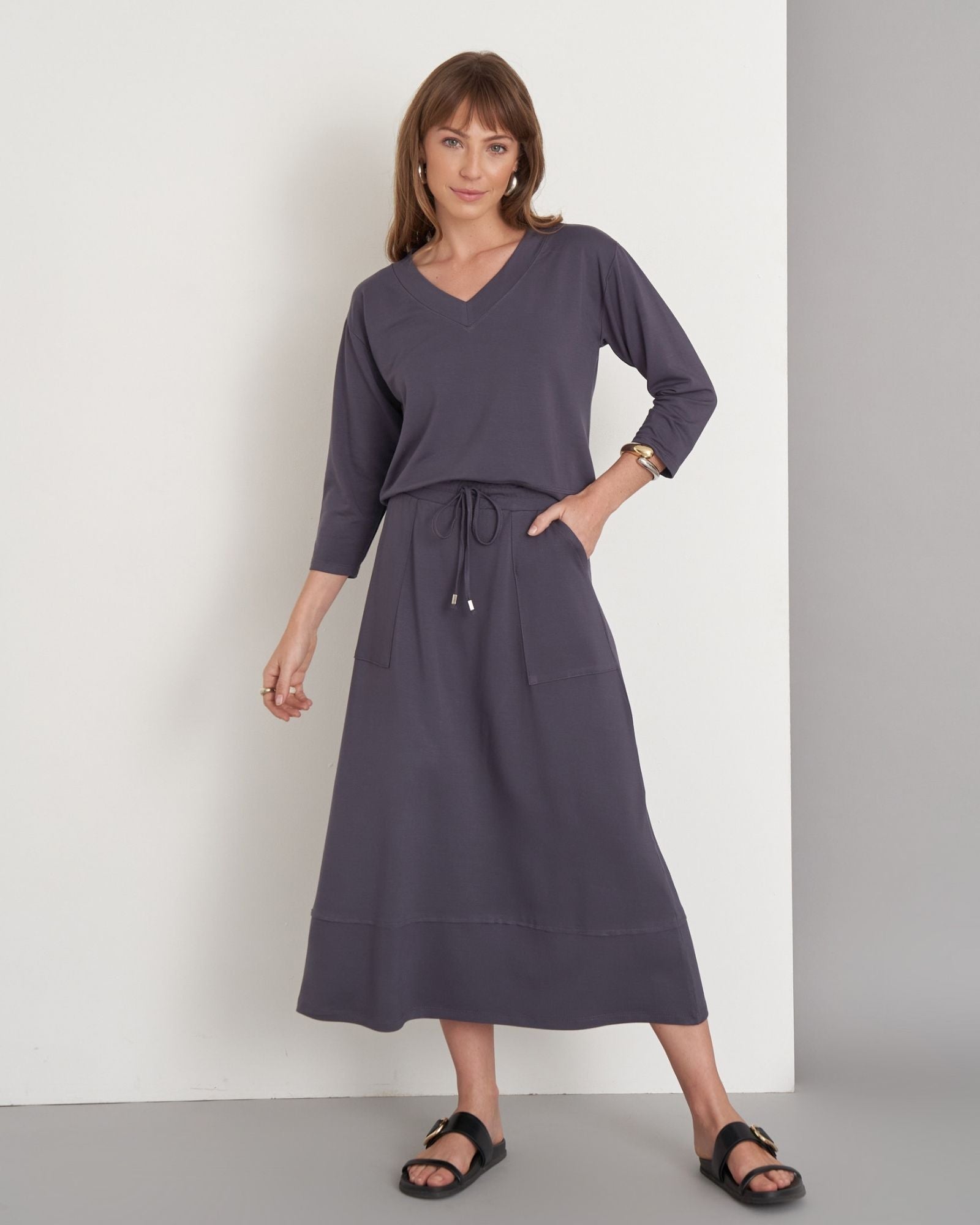 Conjunto Malha Blusa Barra Larga