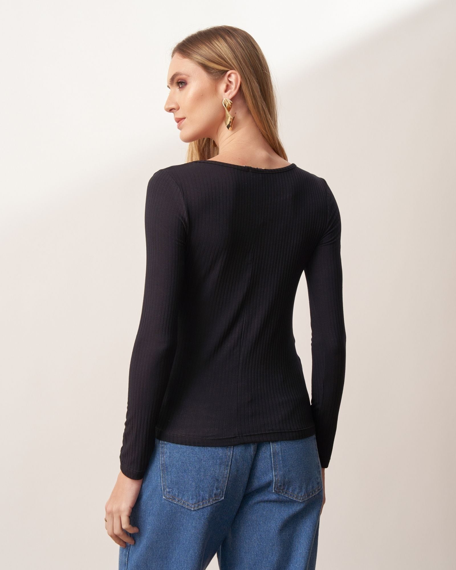 Blusa Malha Canelada 7/8