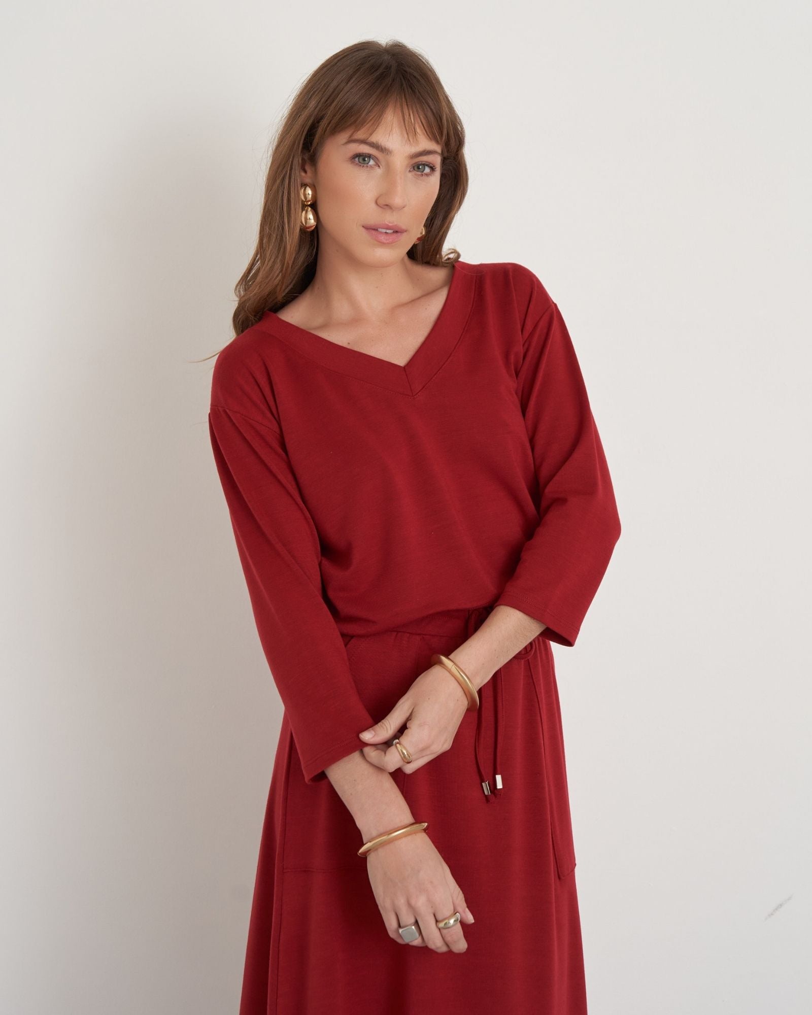 Conjunto Malha Blusa Barra Larga