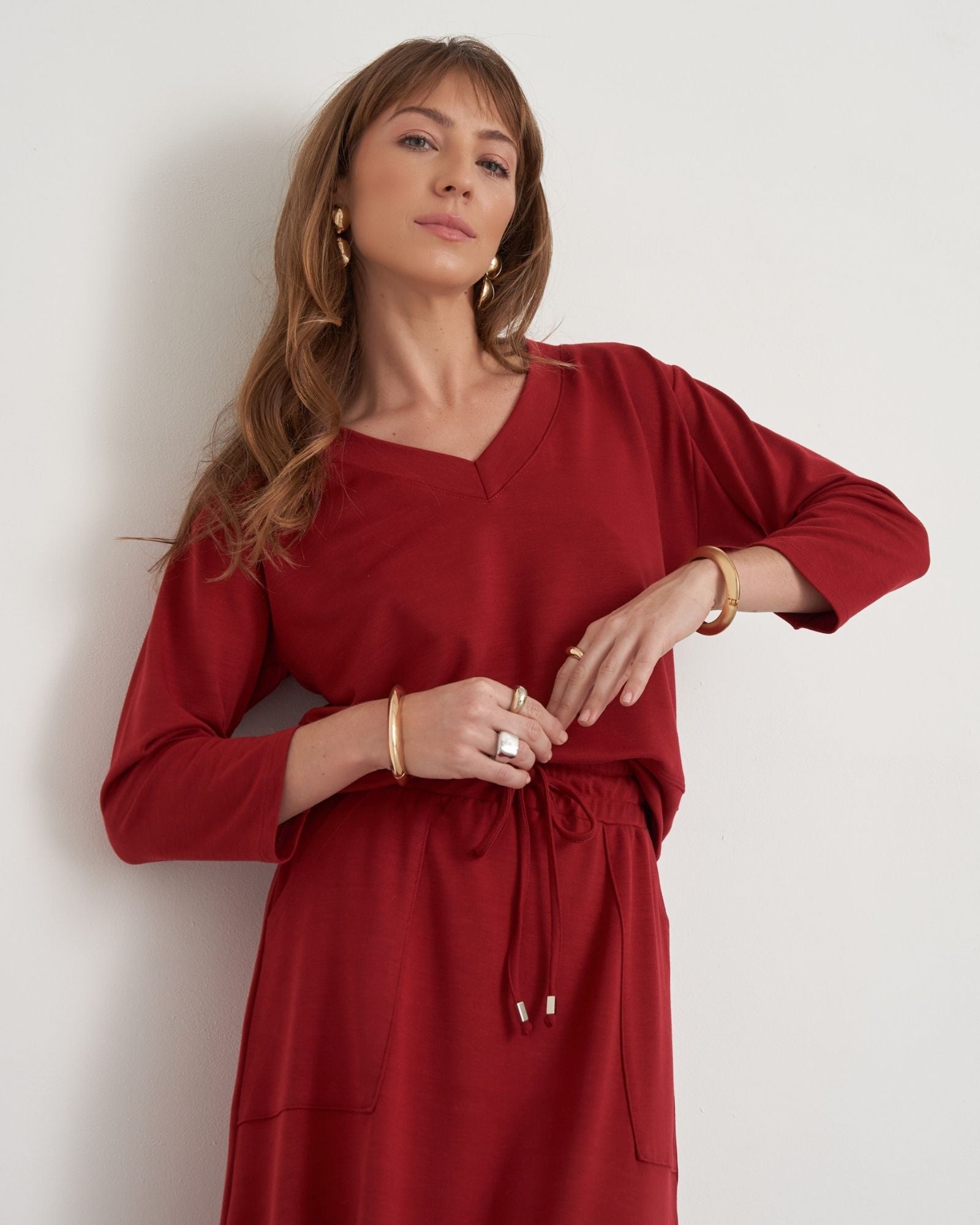 Conjunto Malha Blusa Barra Larga