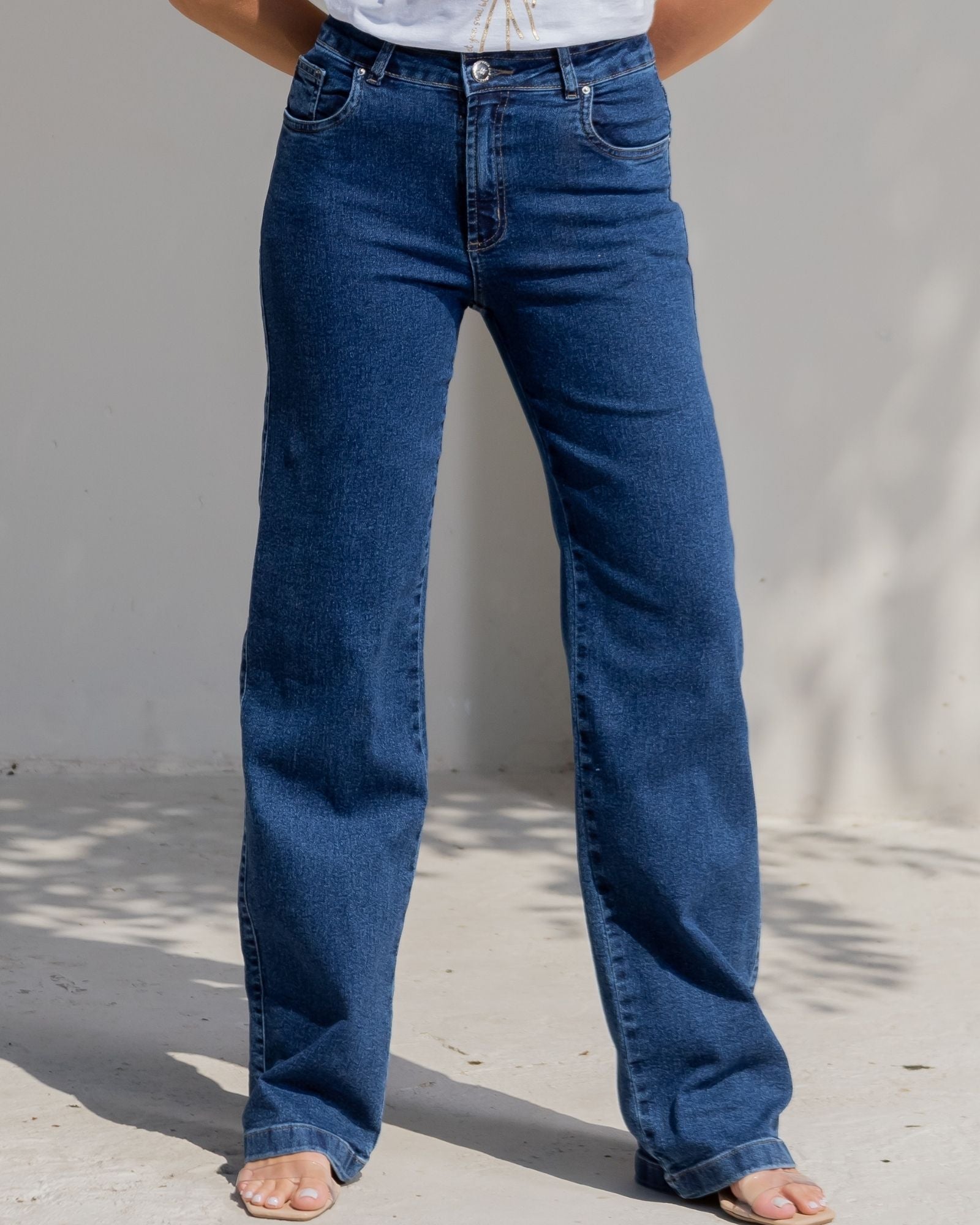 Calça Wide Leg com Cós Largo