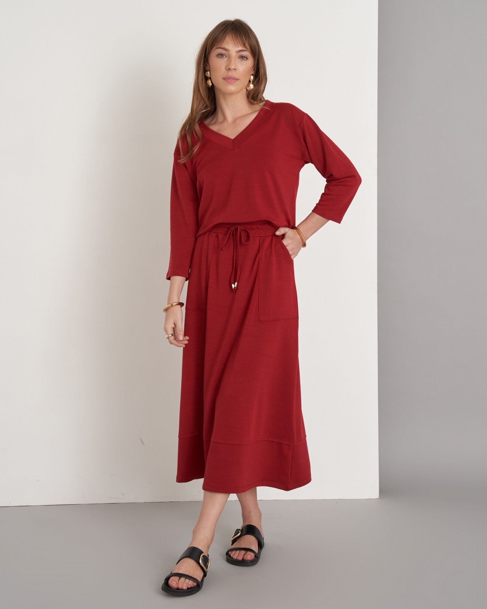 Conjunto Malha Blusa Barra Larga