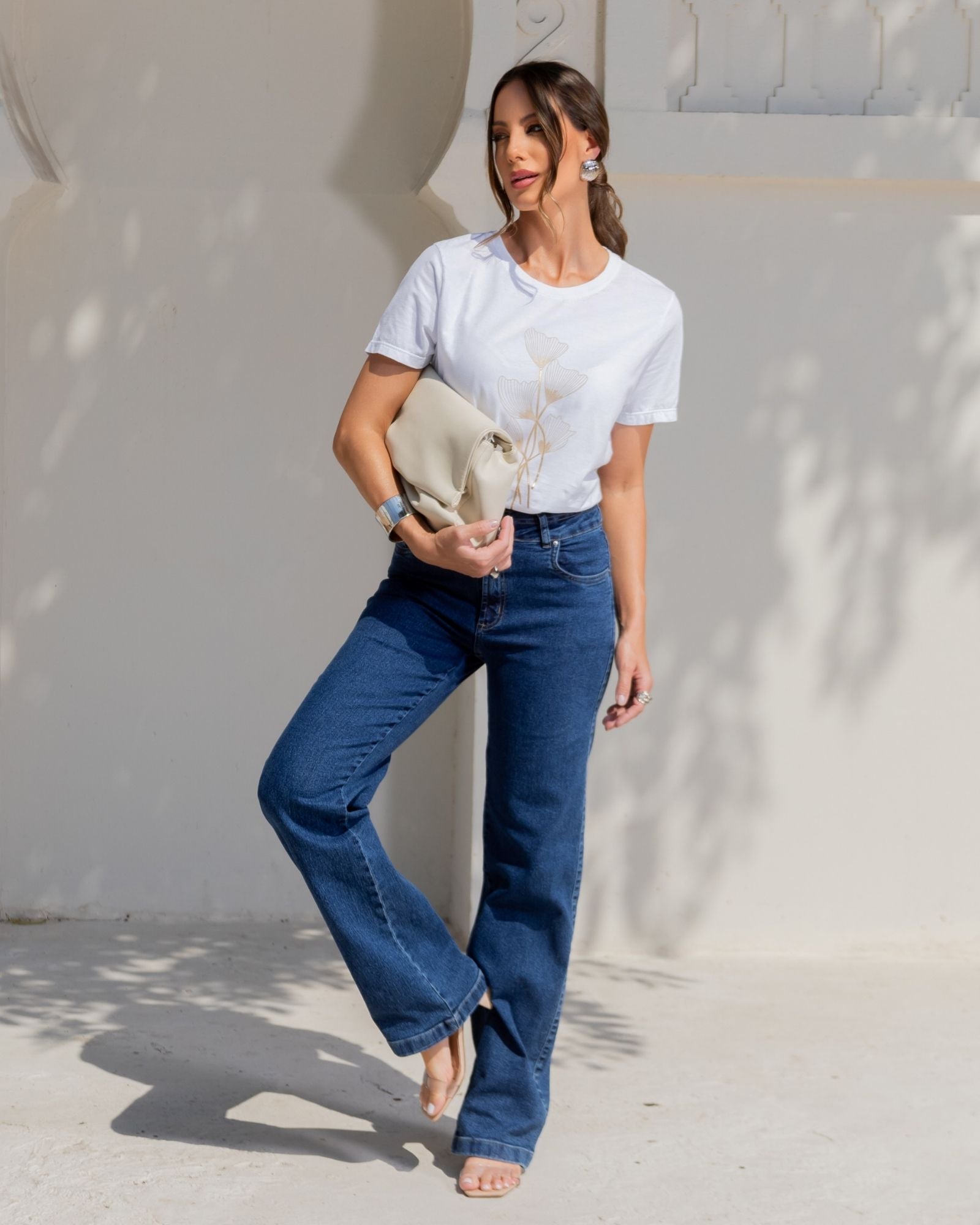 Calça Wide Leg com Cós Largo