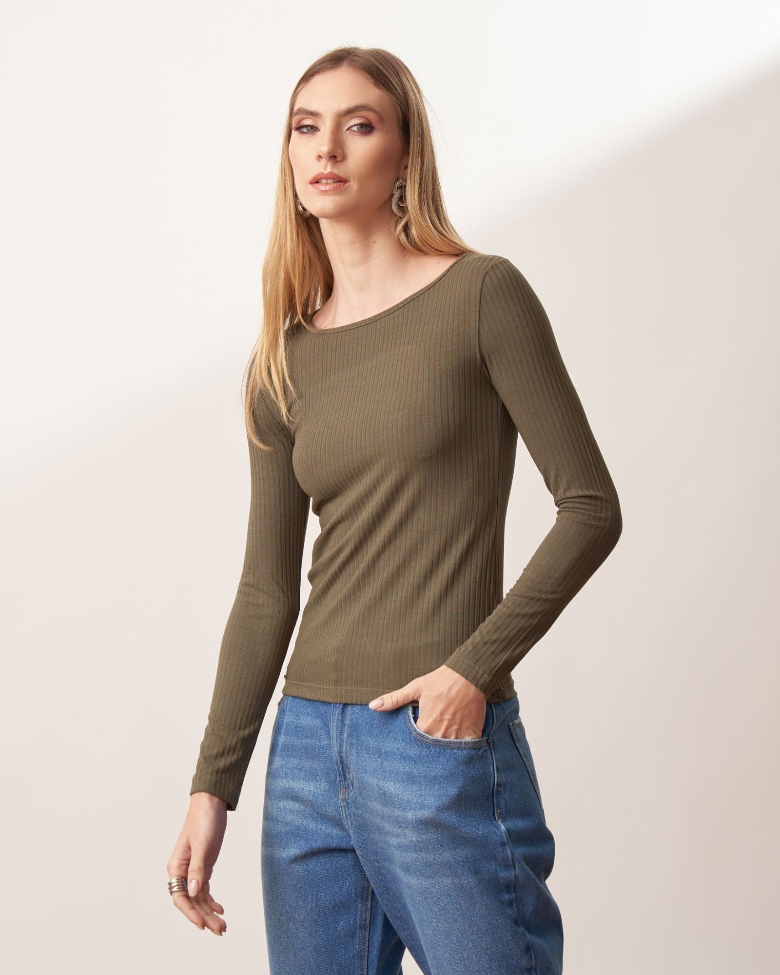 Blusa Malha Canelada 7/8