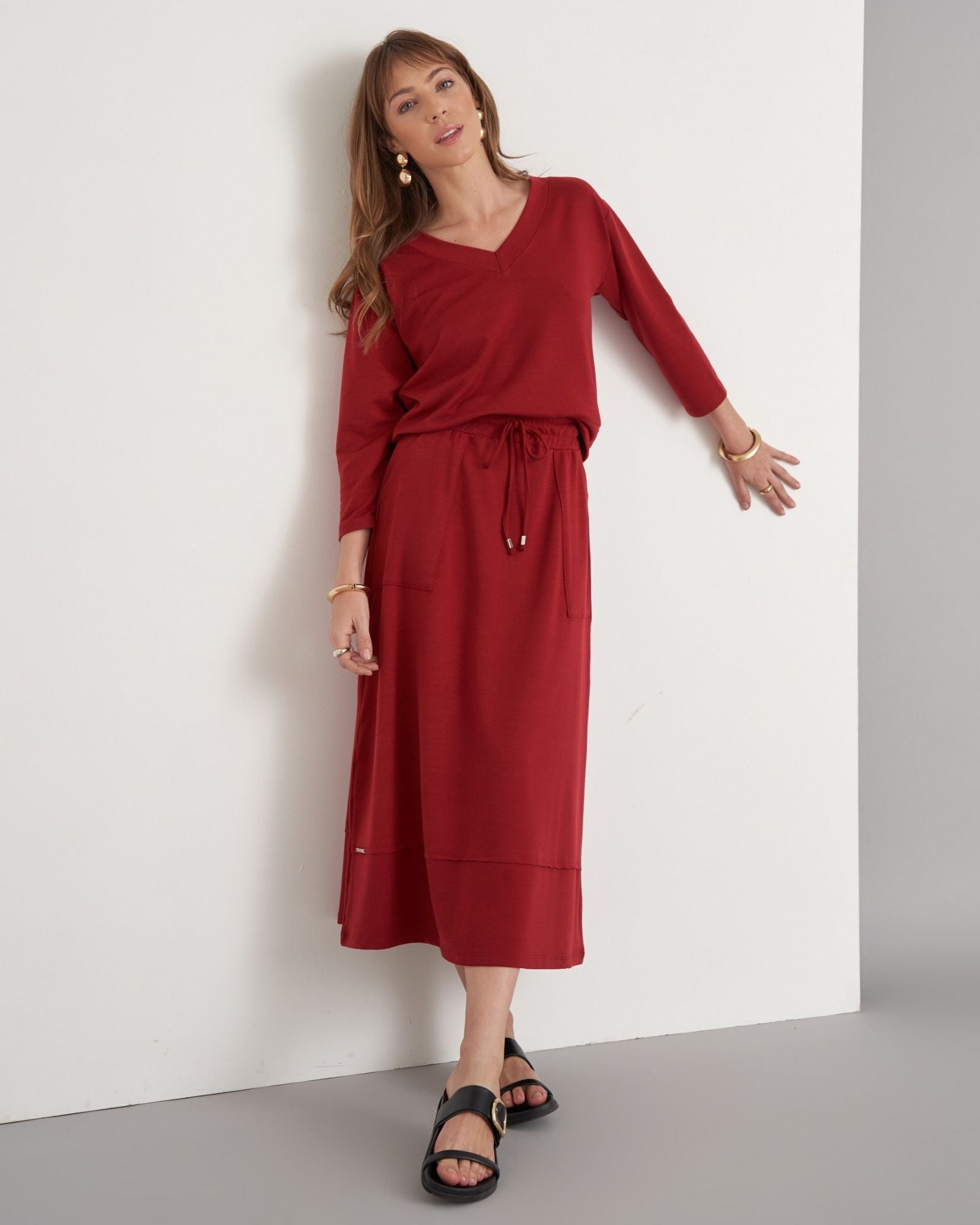 Conjunto Malha Blusa Barra Larga