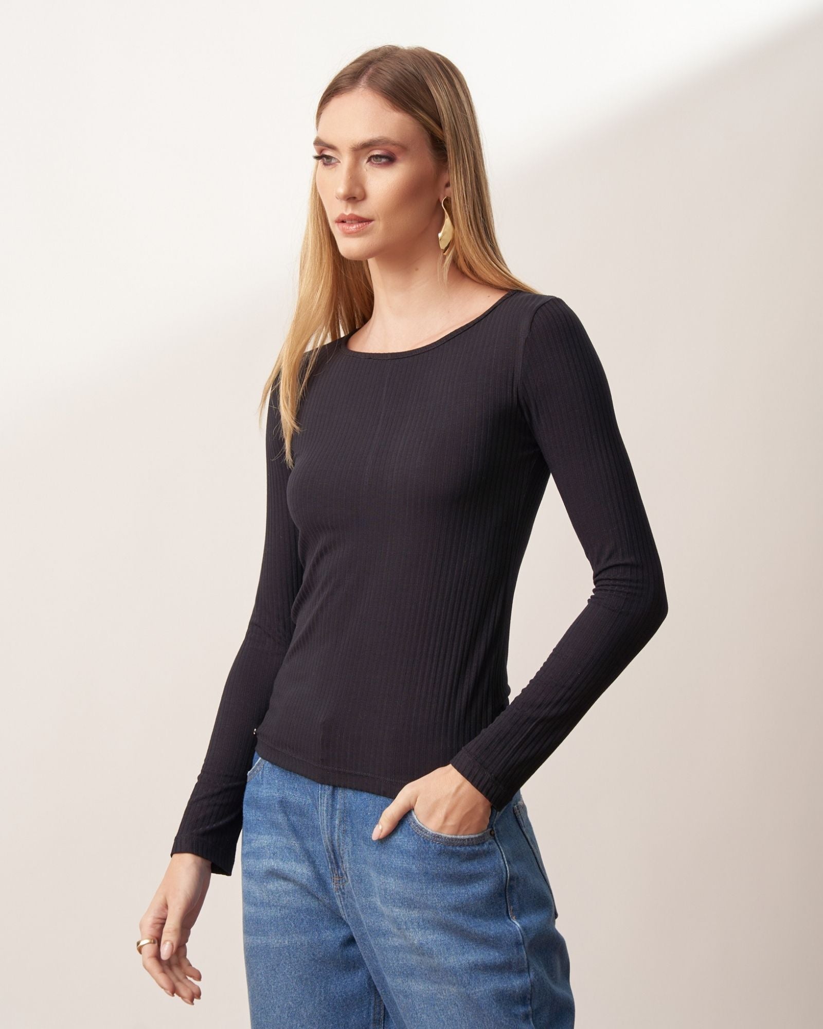 Blusa Malha Canelada 7/8