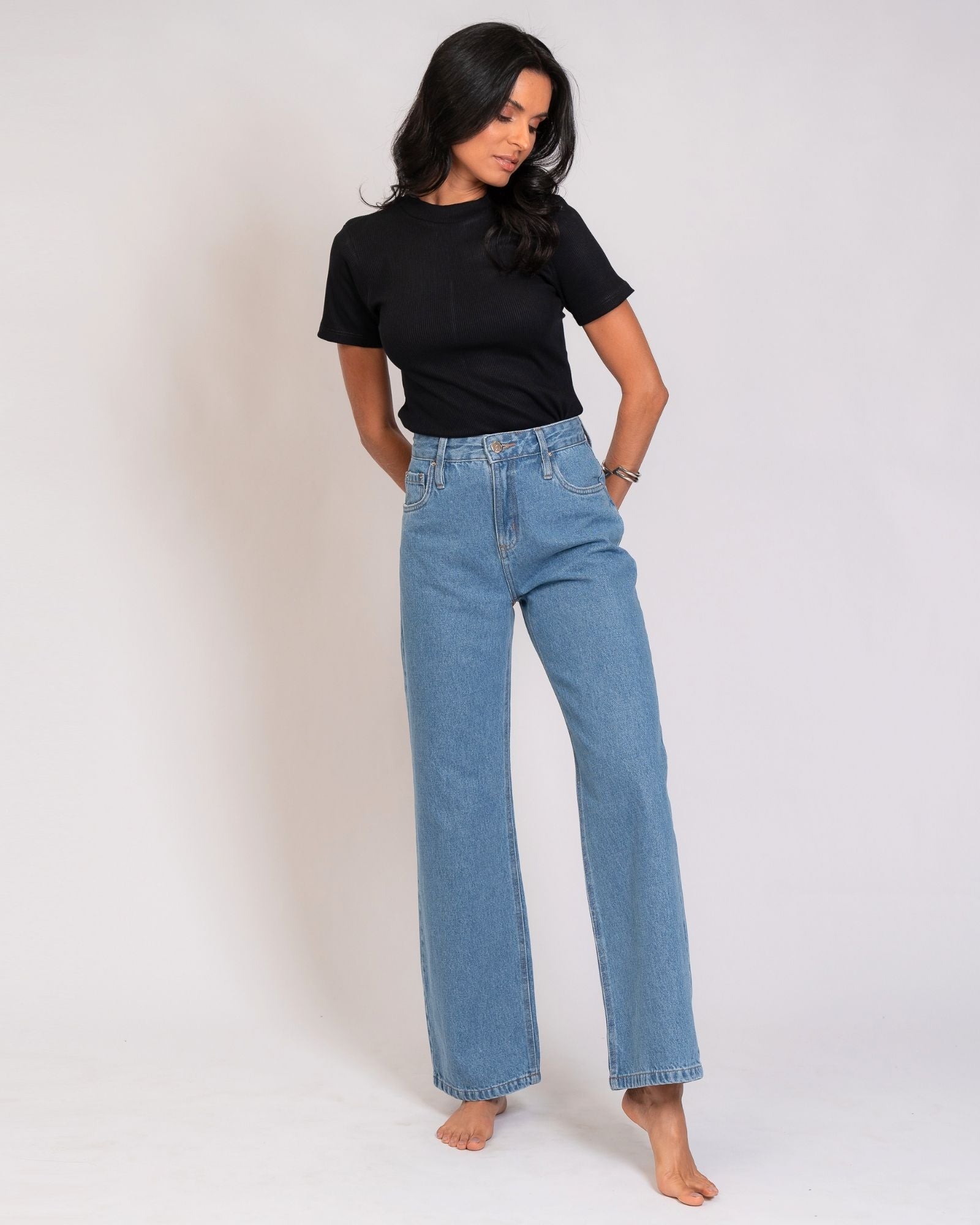 Calça Wide Leg Jeans Básica