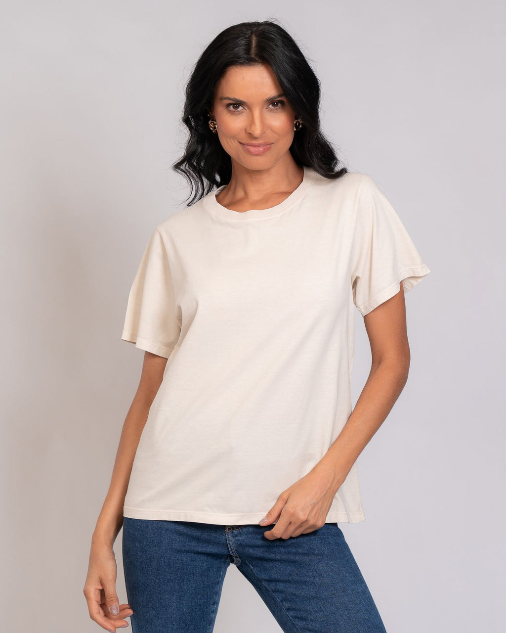 T-shirt Básica com Lavagem Estonada