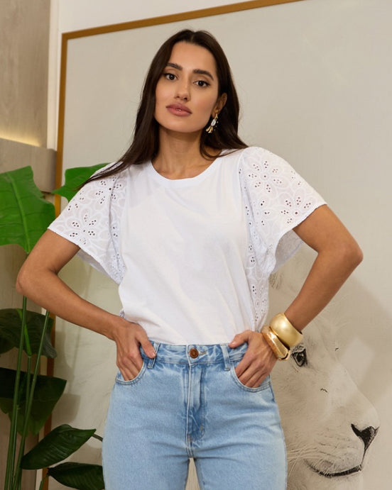 Blusa laise manga curta