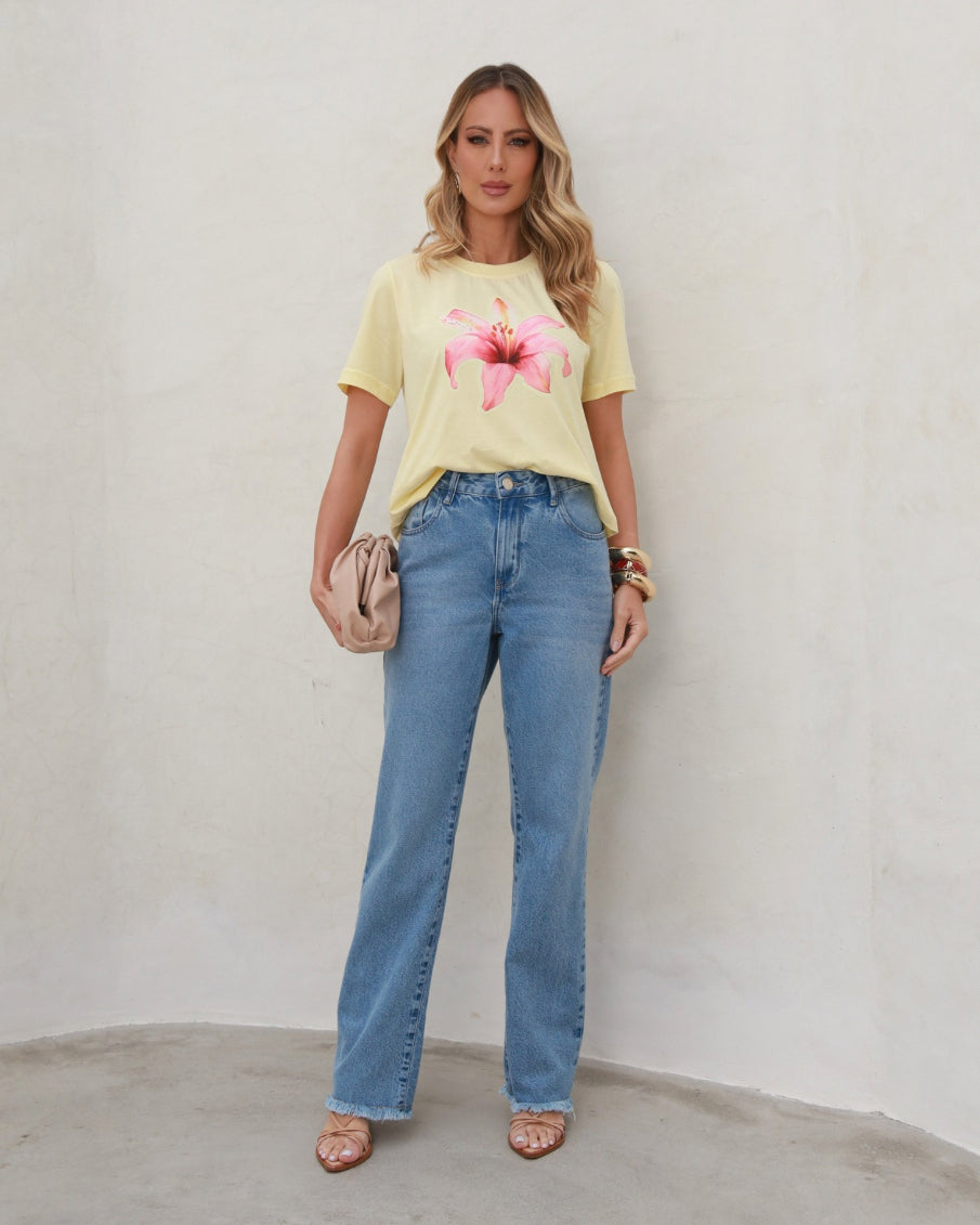 Reta jeans barra desfiada