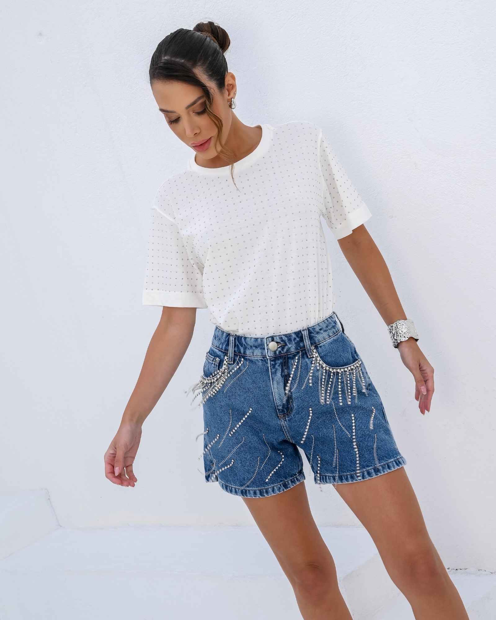 Shorts Jeans com Strass