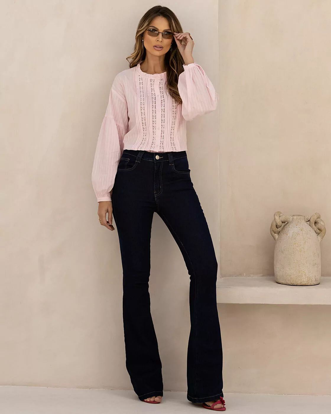Calça Flare Passante Duplo