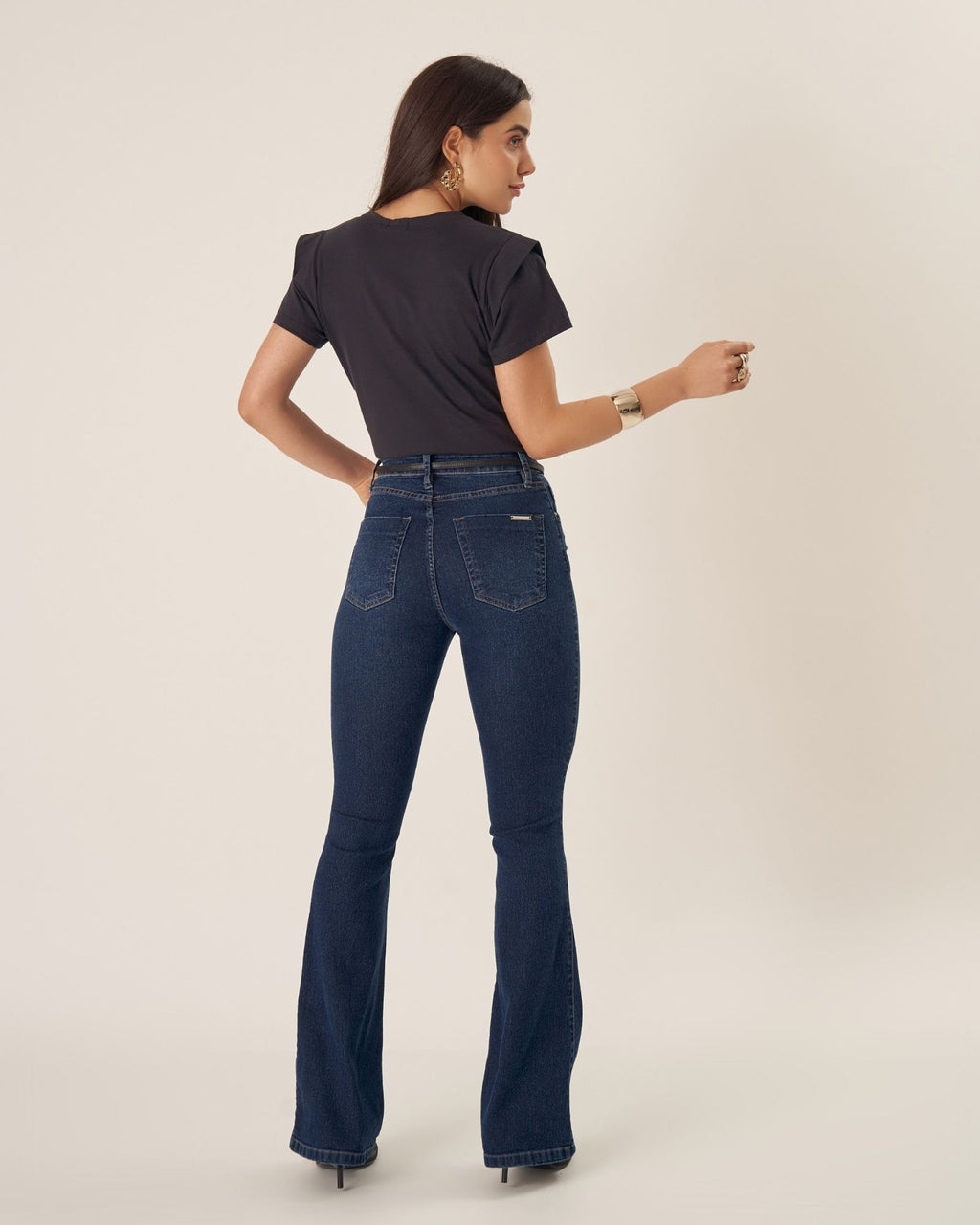 Calça Bootcut Jeans Lavagem Escura