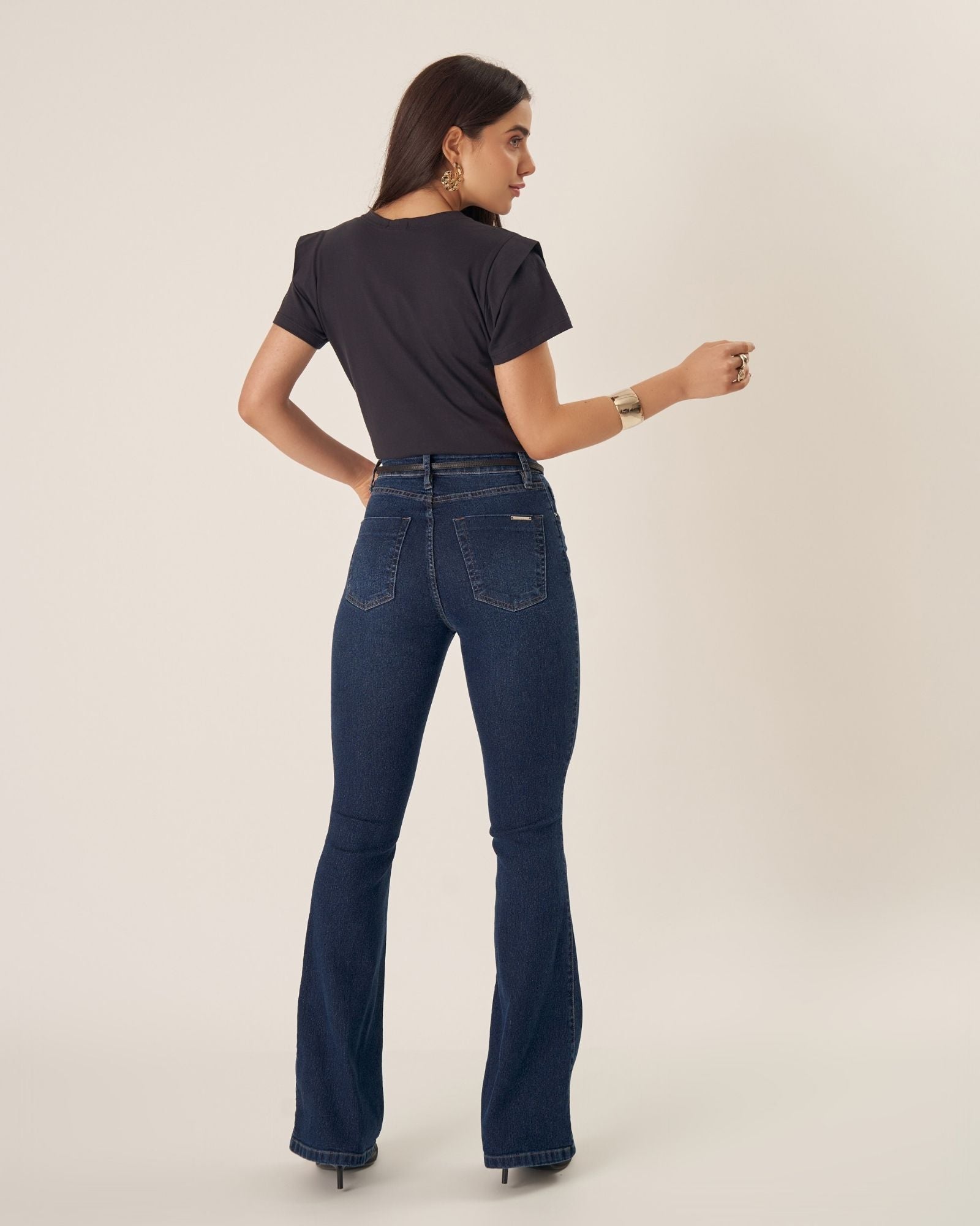 Calça Bootcut Jeans Lavagem Escura