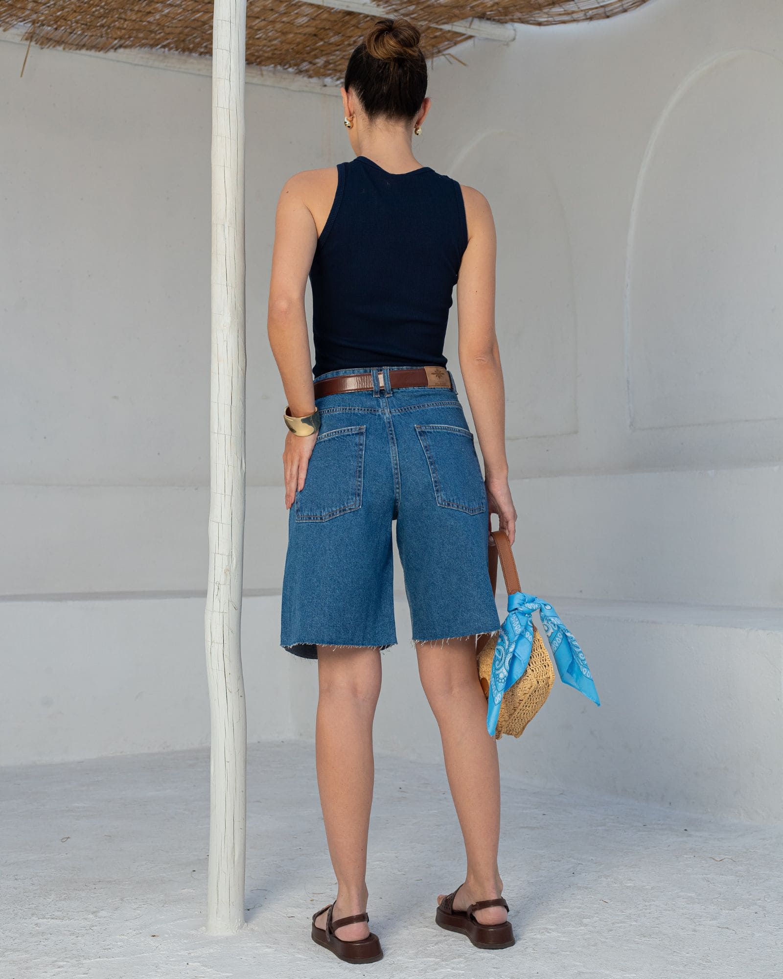 Bermuda Jeans Barra a Fio