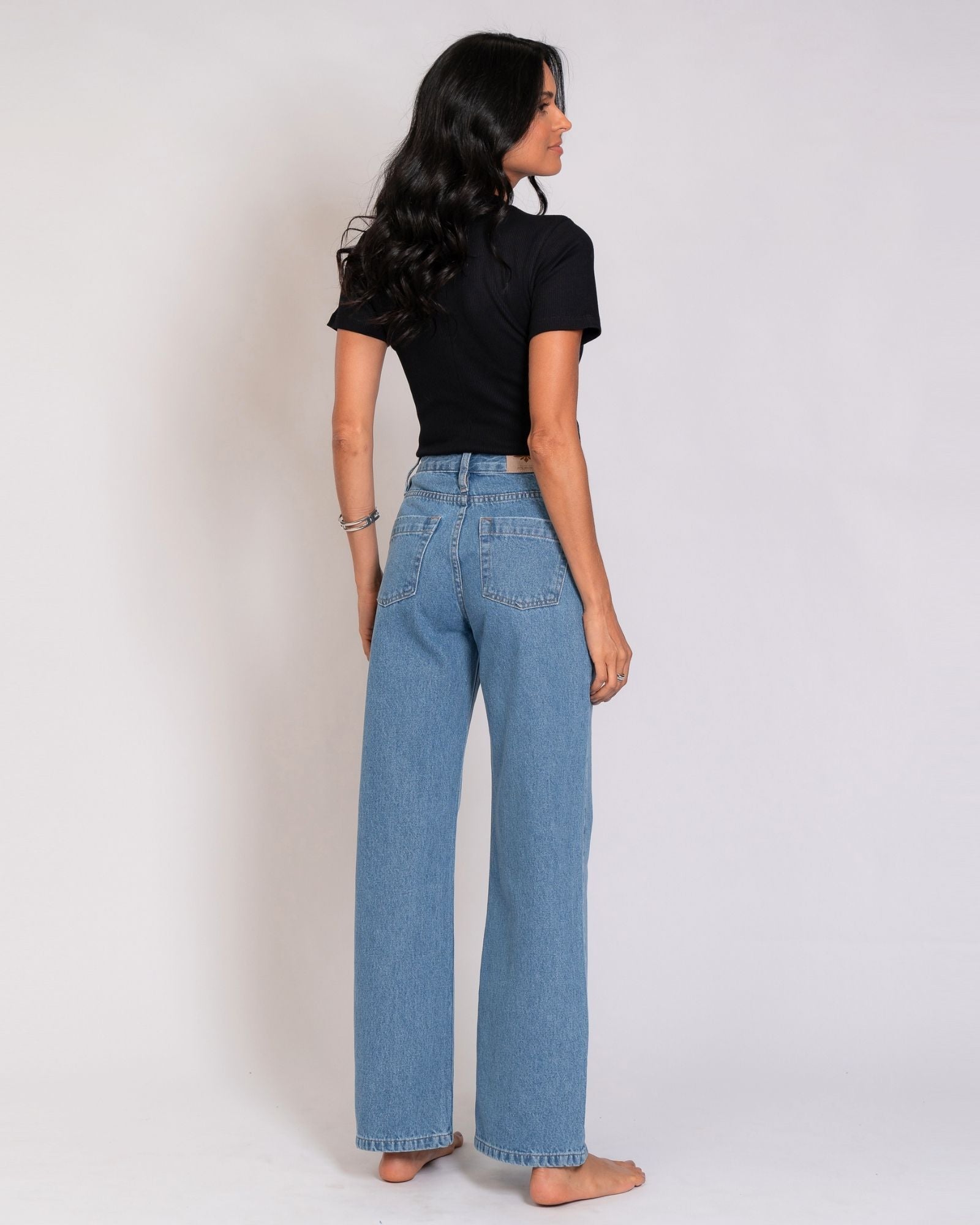 Calça Wide Leg Jeans Básica