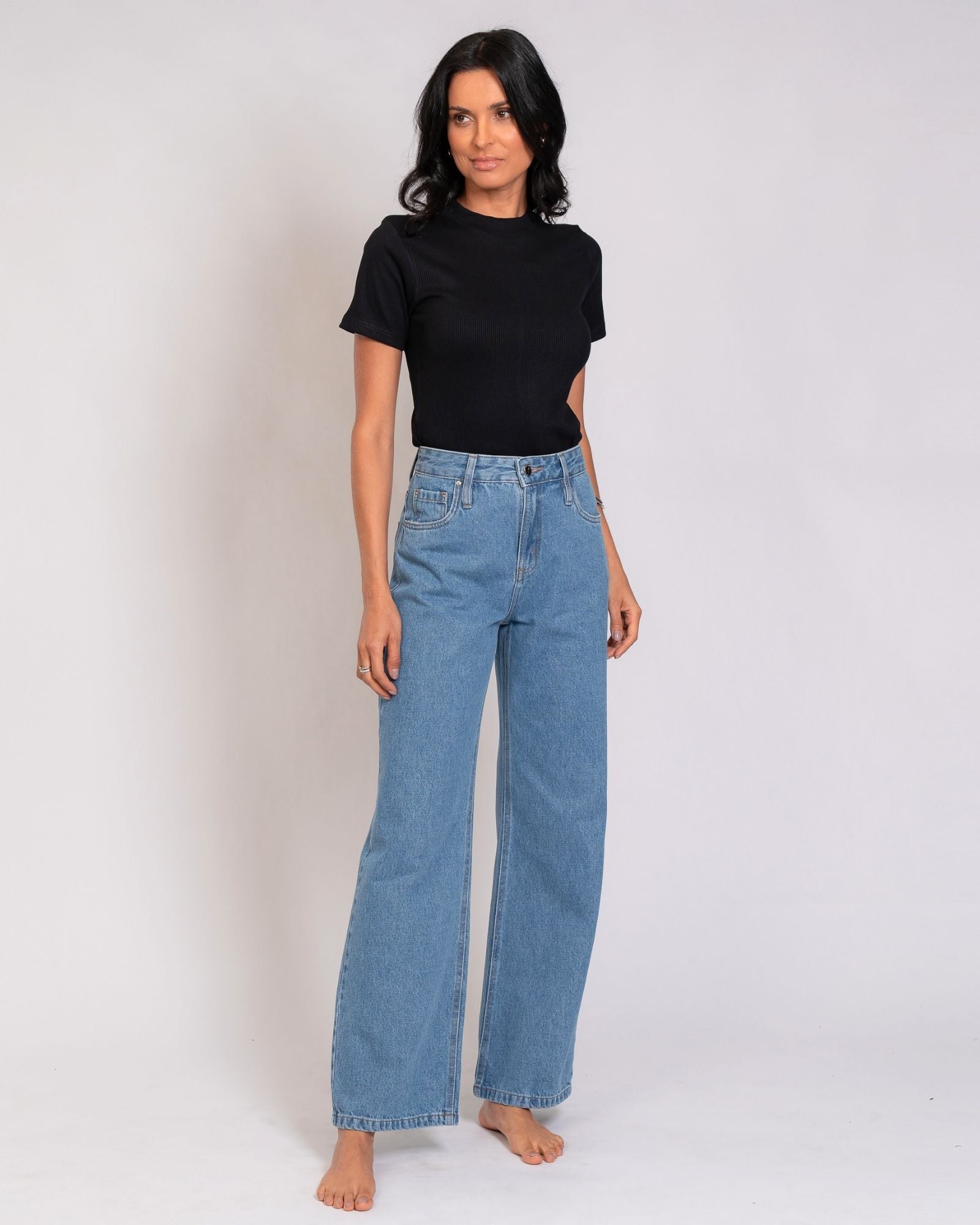 Calça Wide Leg Jeans Básica