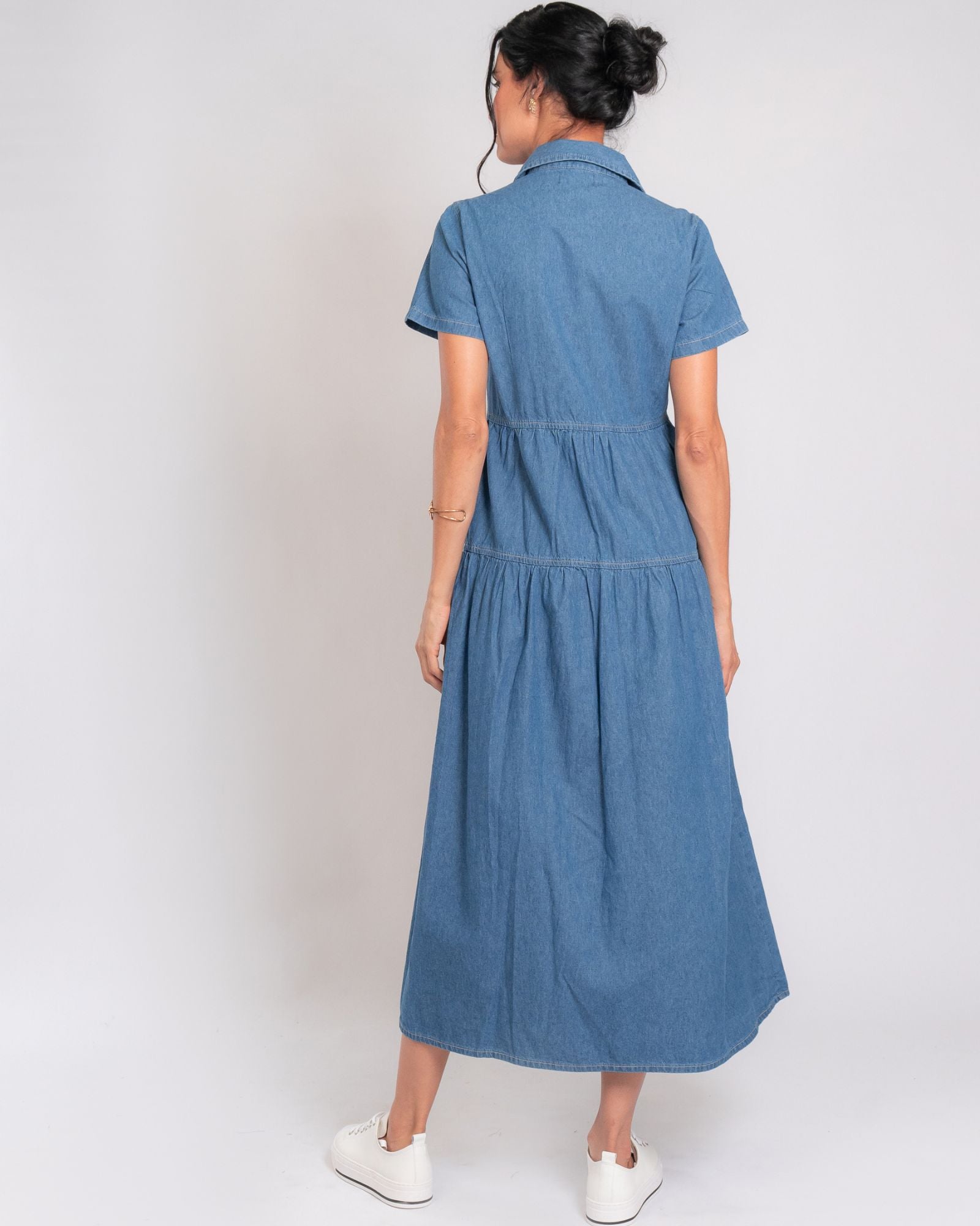 Vestido Jeans Marias manga curta claro