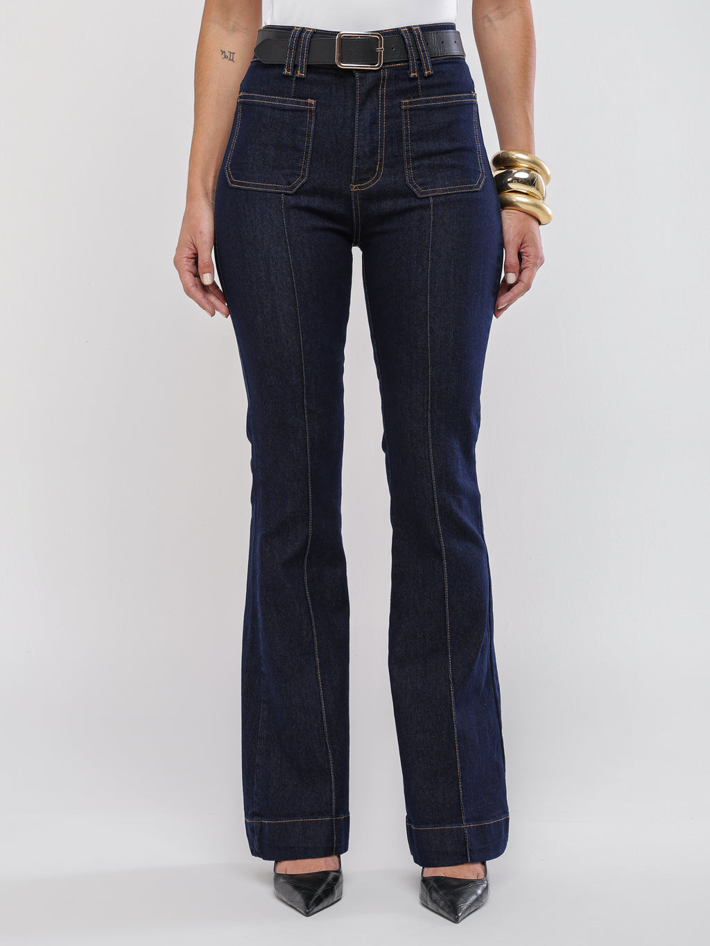 Calça flare lycra amaciada