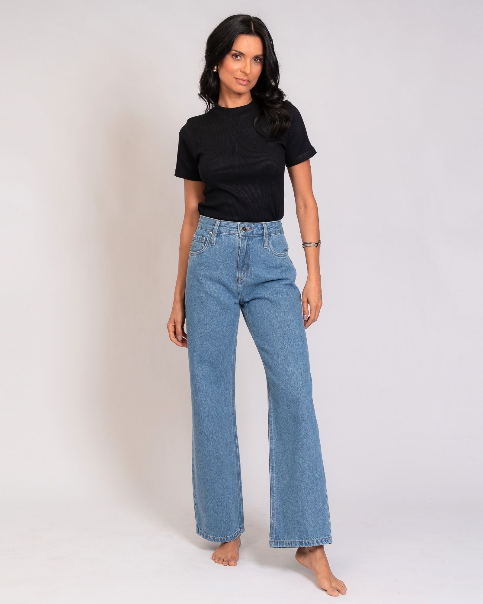 Calça Wide Leg Jeans Básica