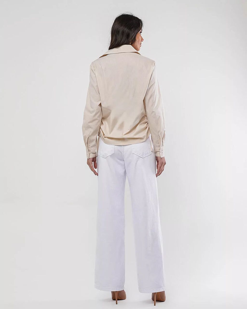 Calça wide leg sarja