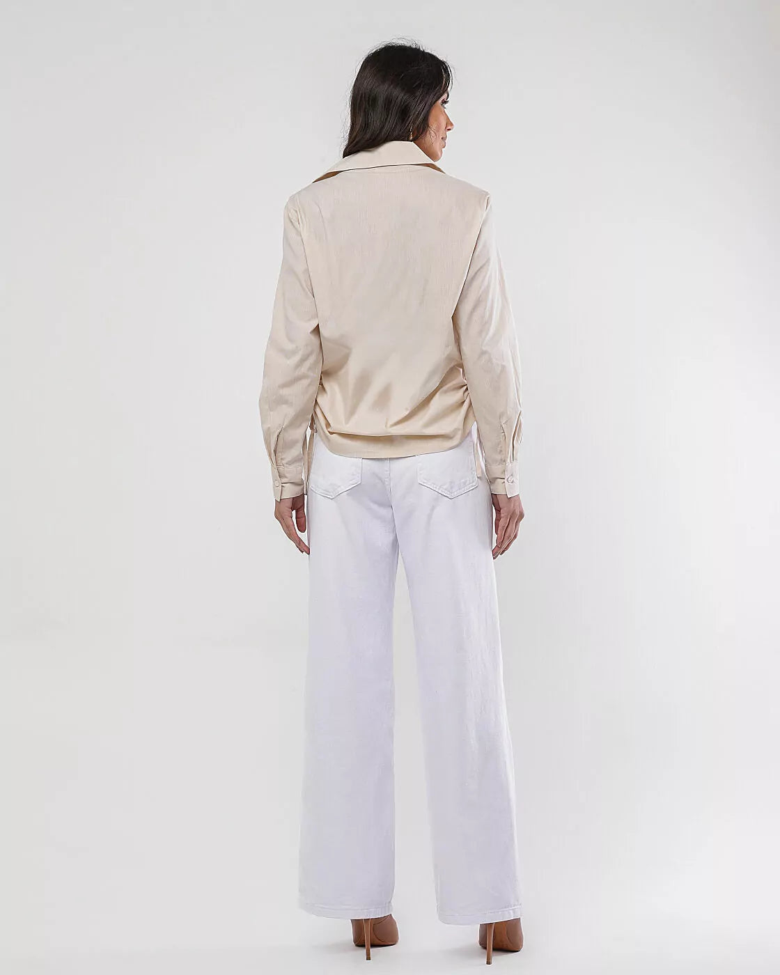Calça wide leg sarja
