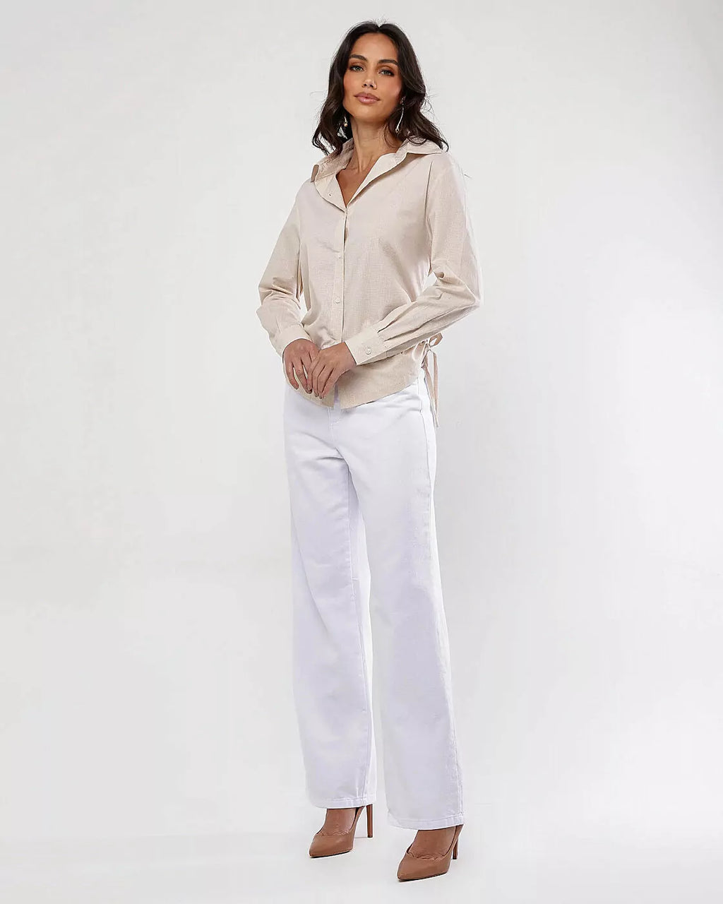 Calça wide leg sarja