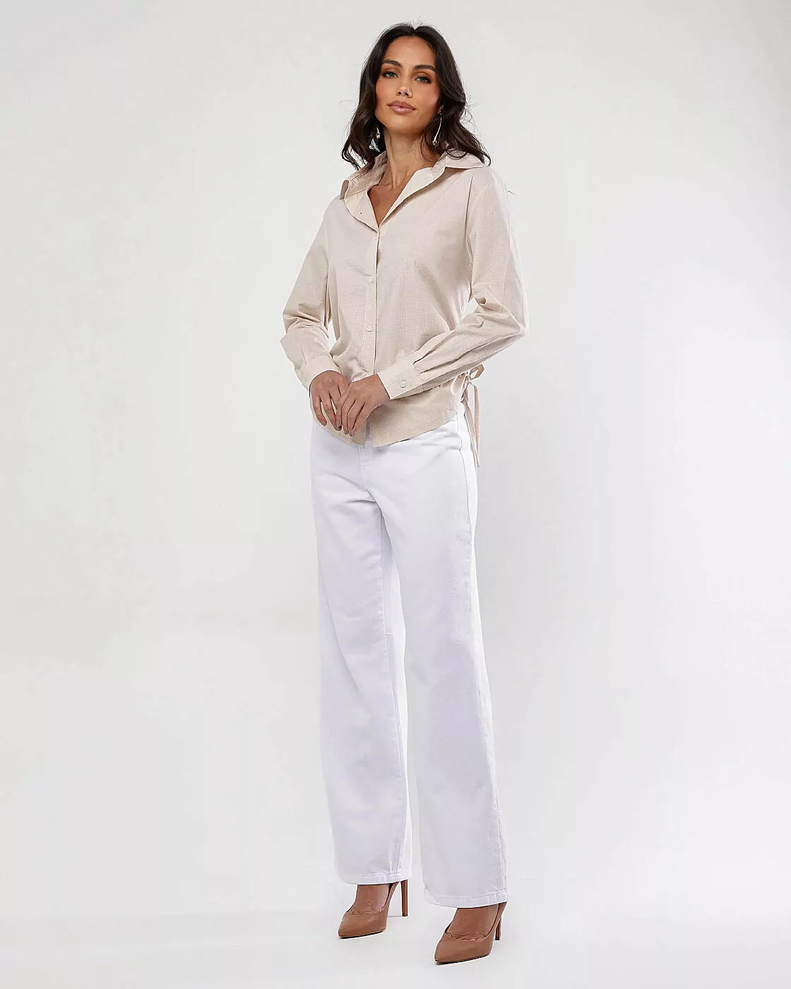 Calça wide leg sarja