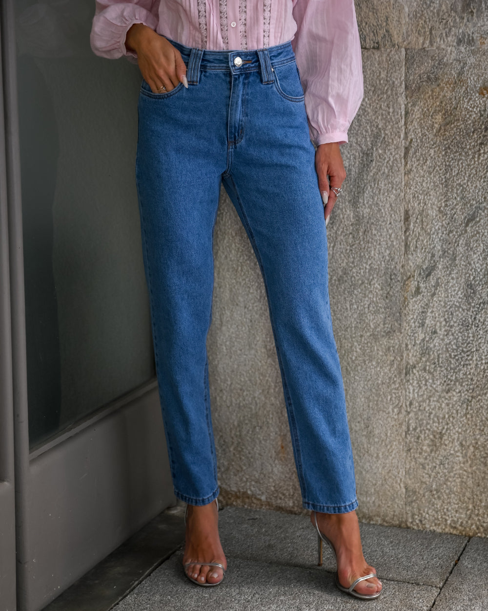 Calça mom passnte duplo