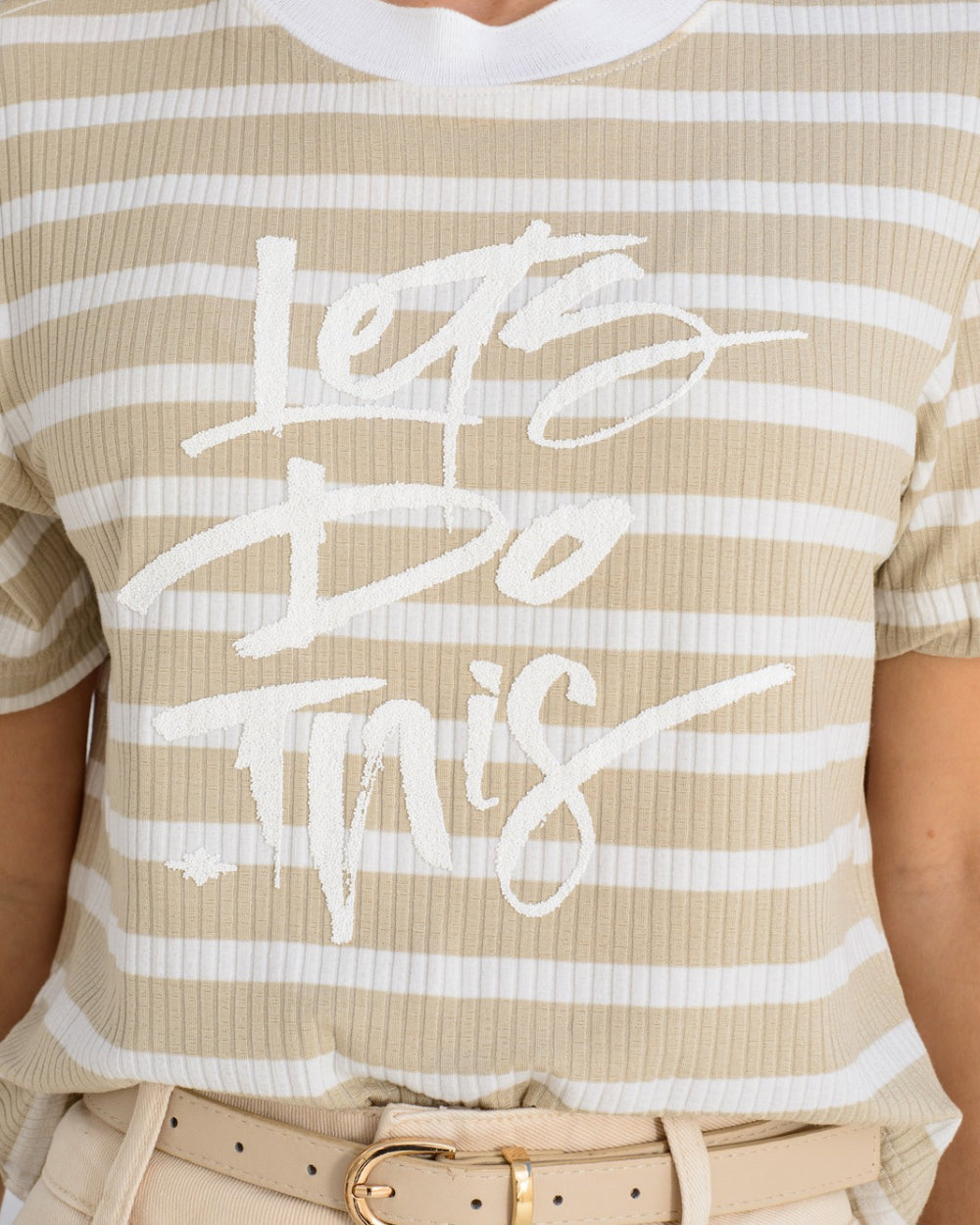Tee listrada estampada