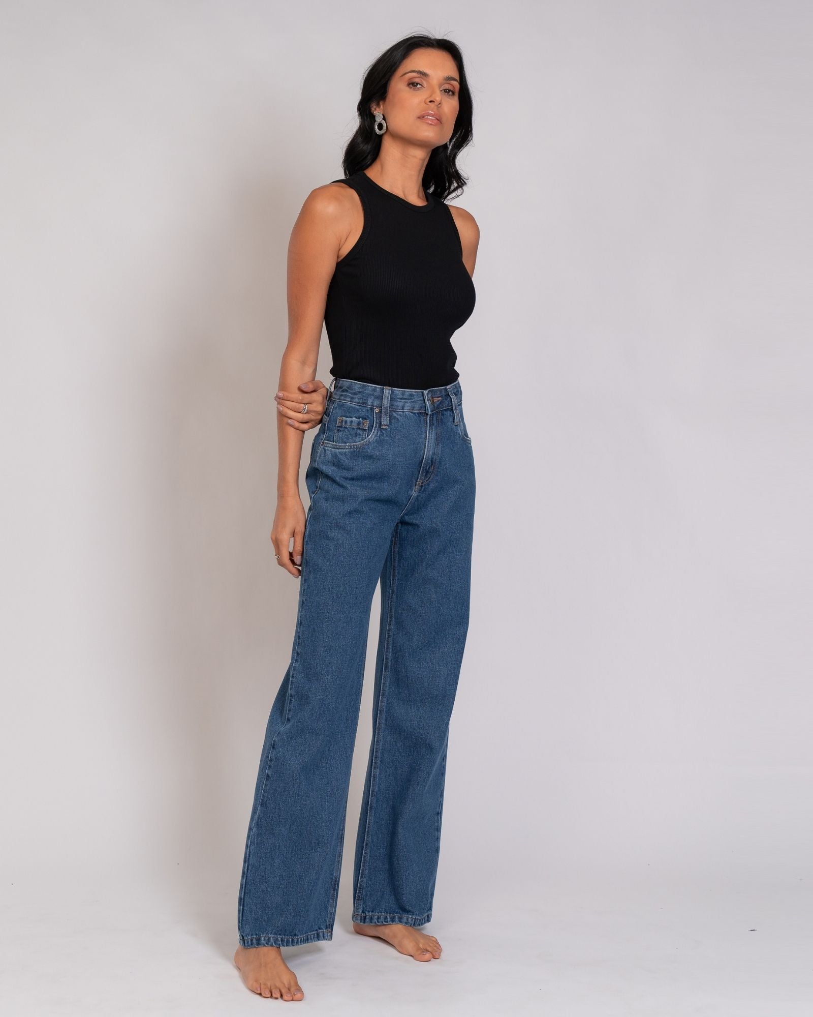 Calça Wide Leg Jeans Básica