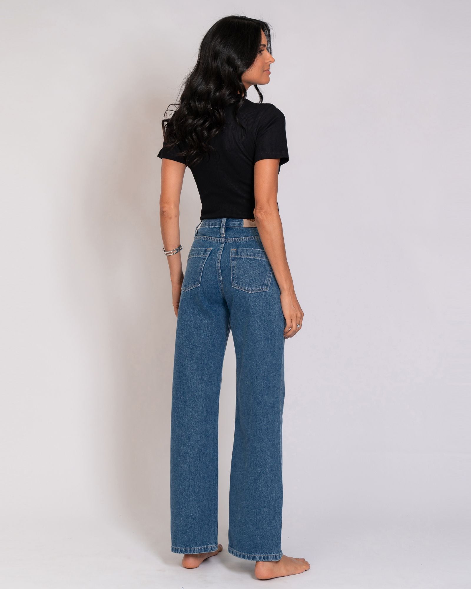 Calça Wide Leg Jeans Básica