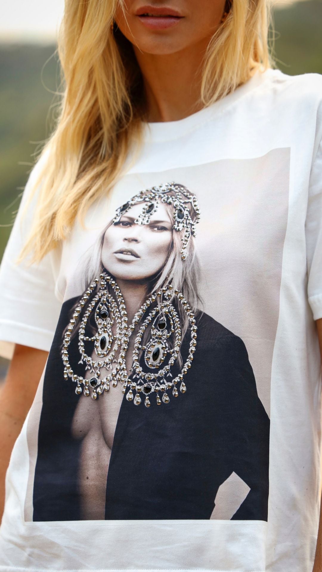 T-Shirt KM Strass - Branca