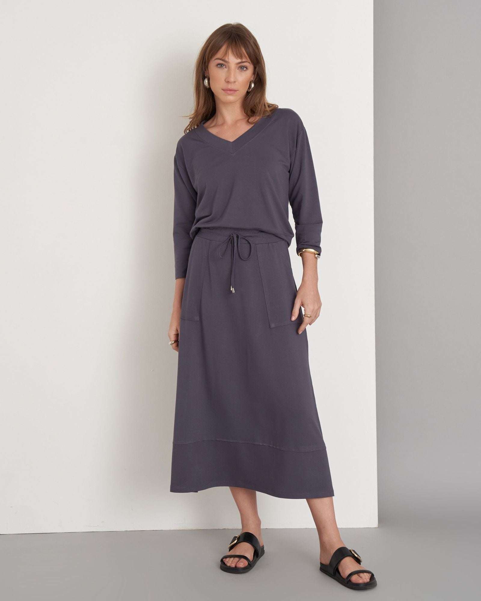 Conjunto Malha Blusa Barra Larga