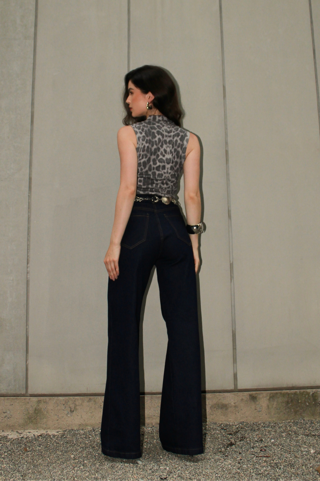 Calça wide leg - escura