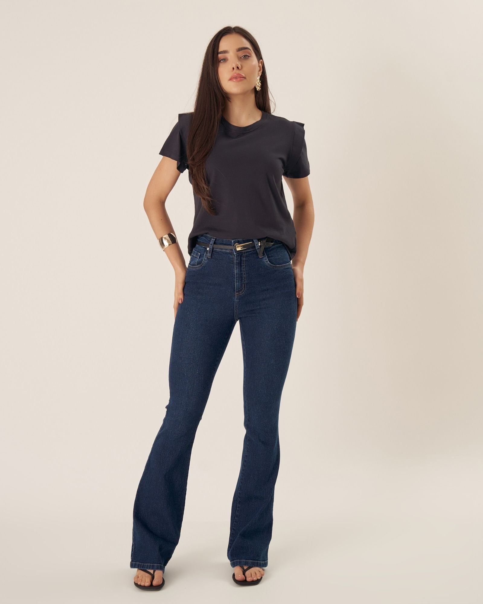 Calça Bootcut Jeans Lavagem Escura