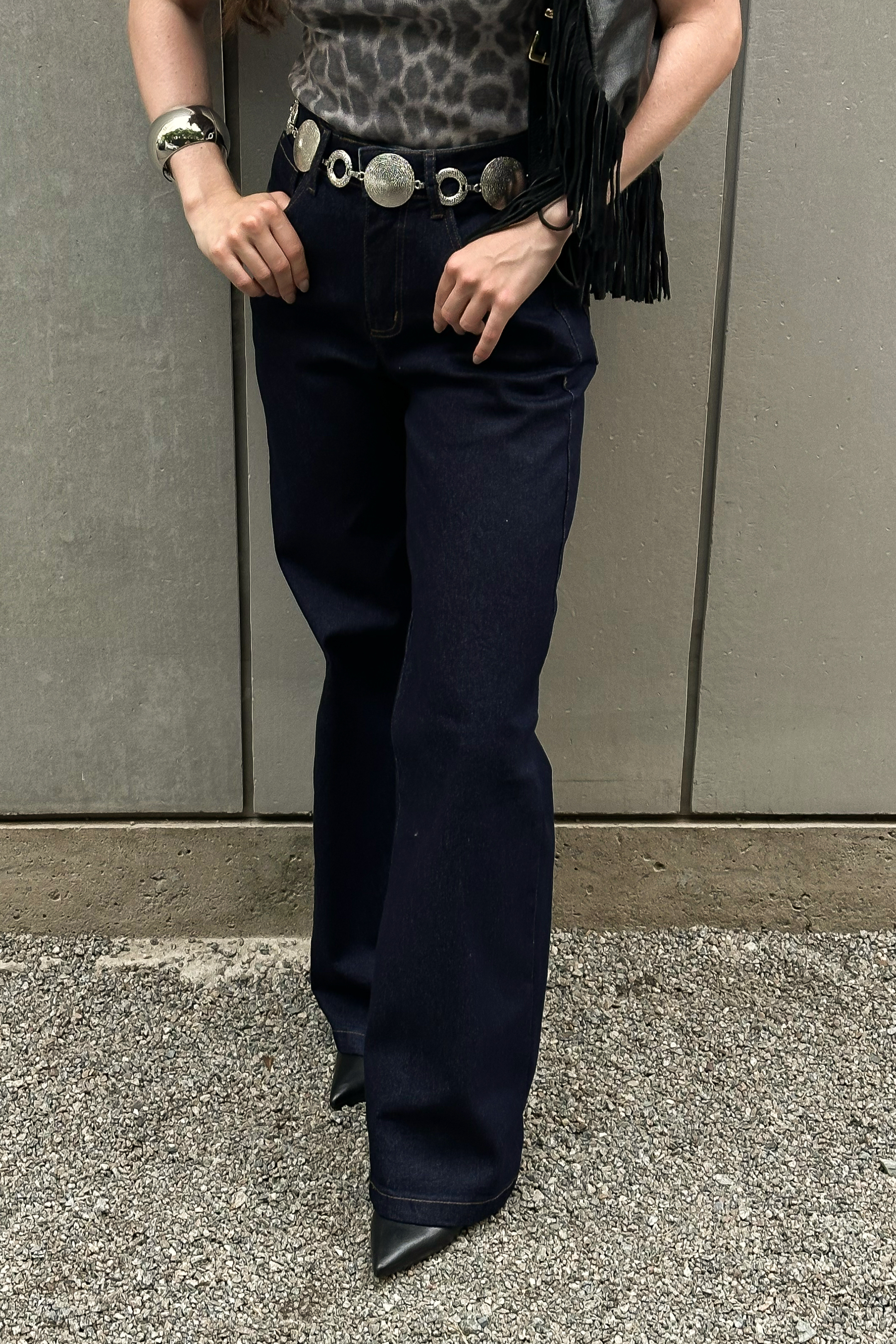 Calça wide leg - escura
