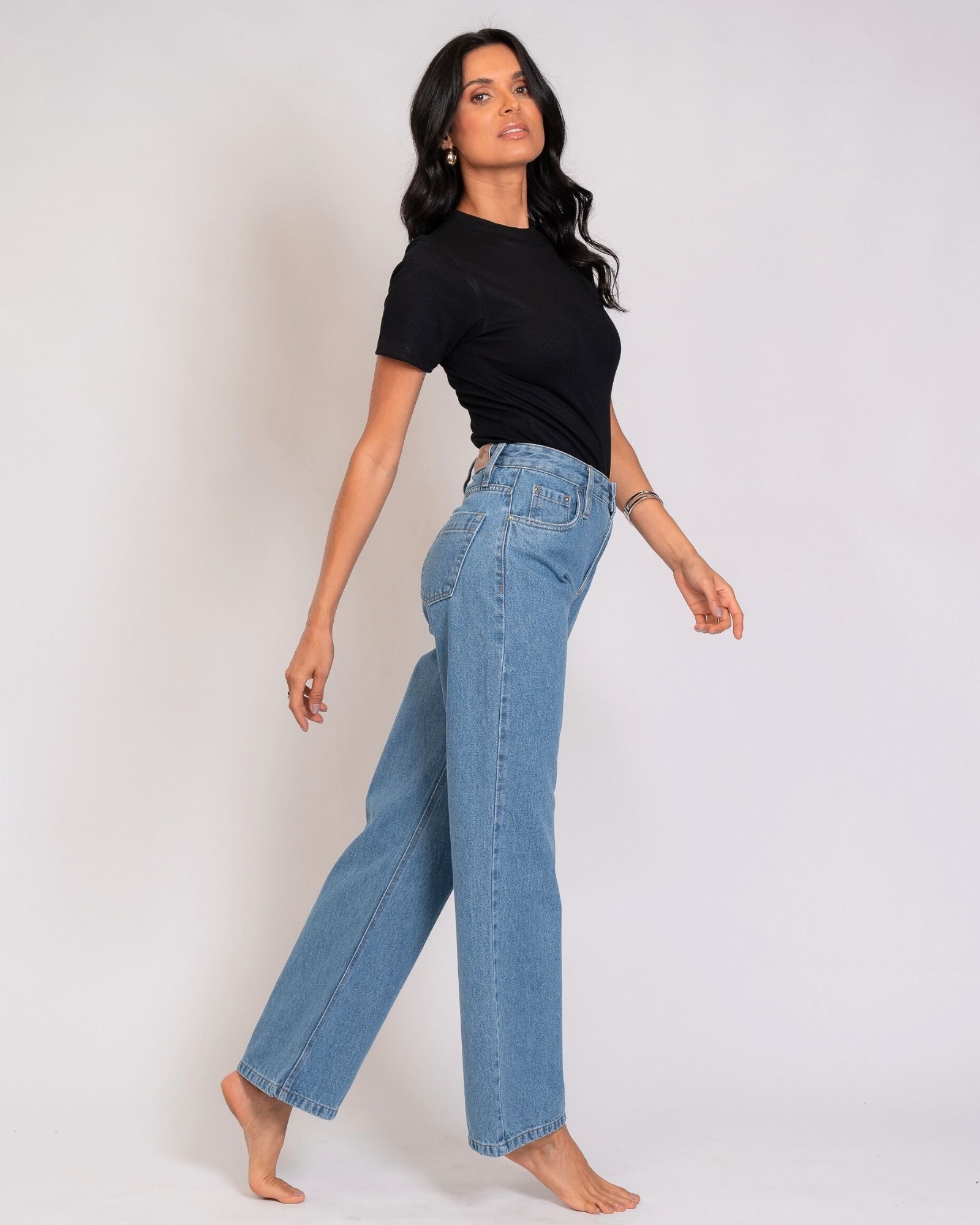 Calça Wide Leg Jeans Básica