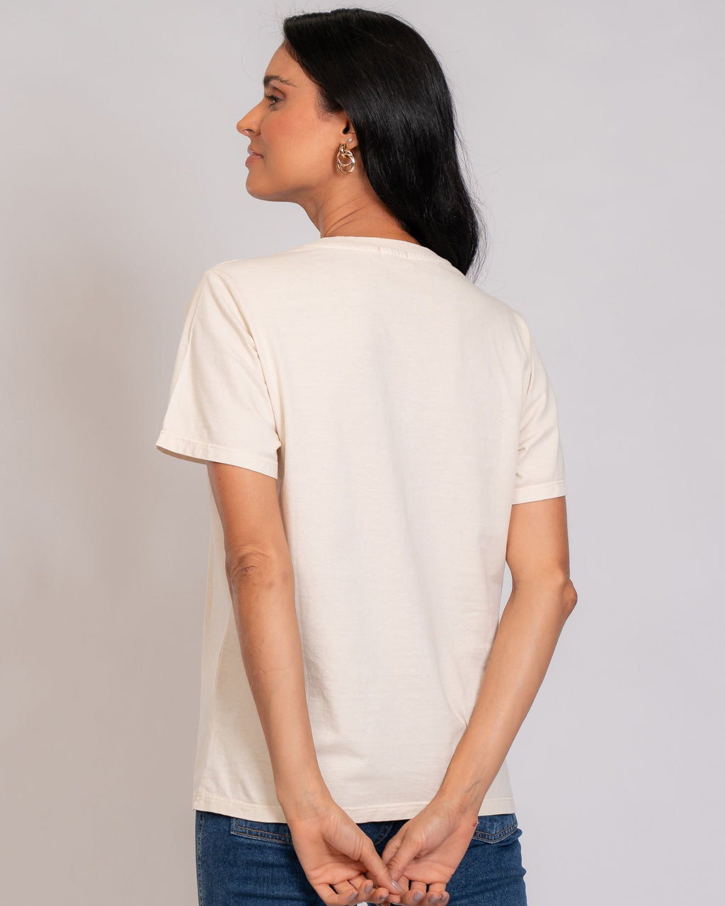 T-shirt Básica com Lavagem Estonada
