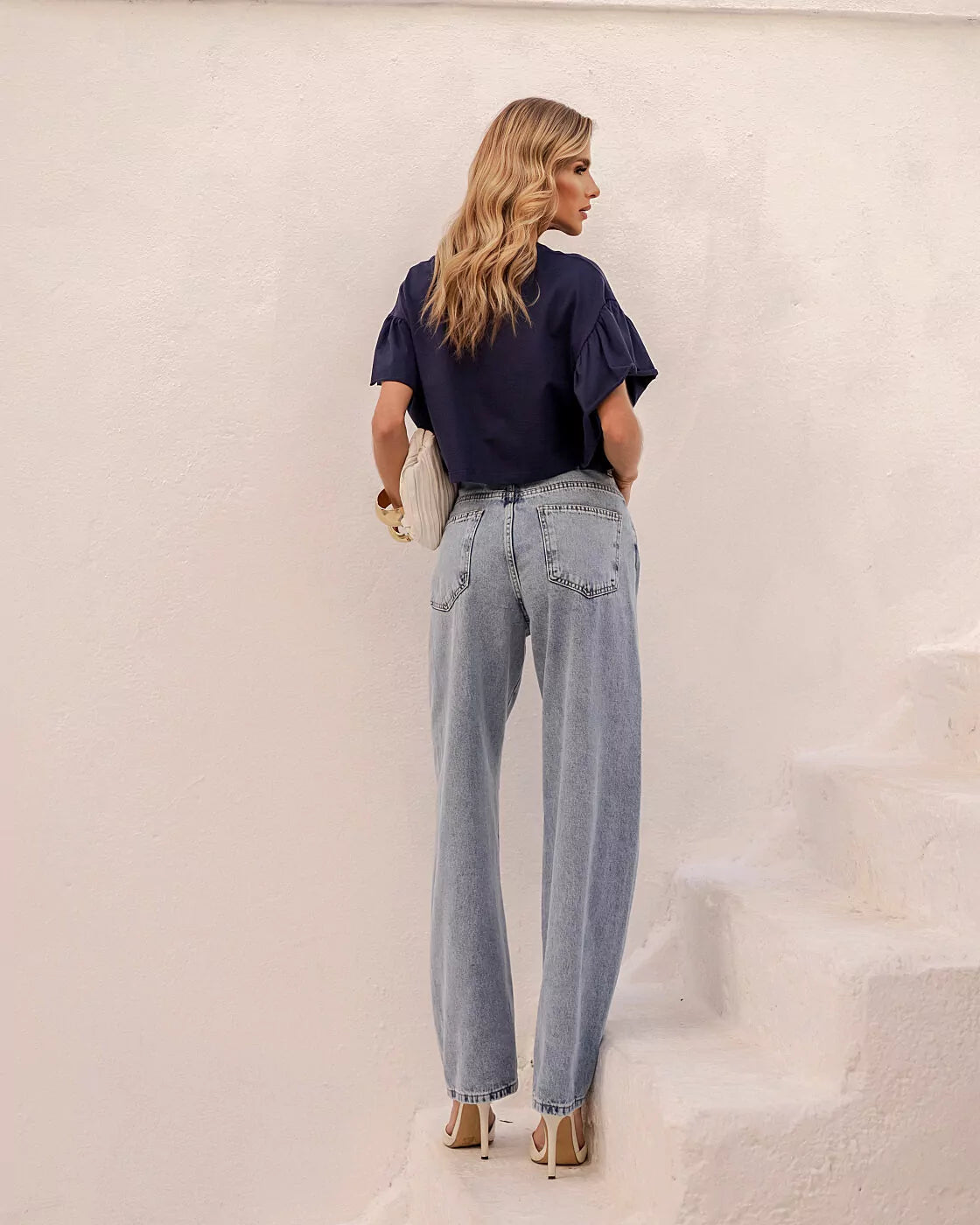 Calça barrel jeans
