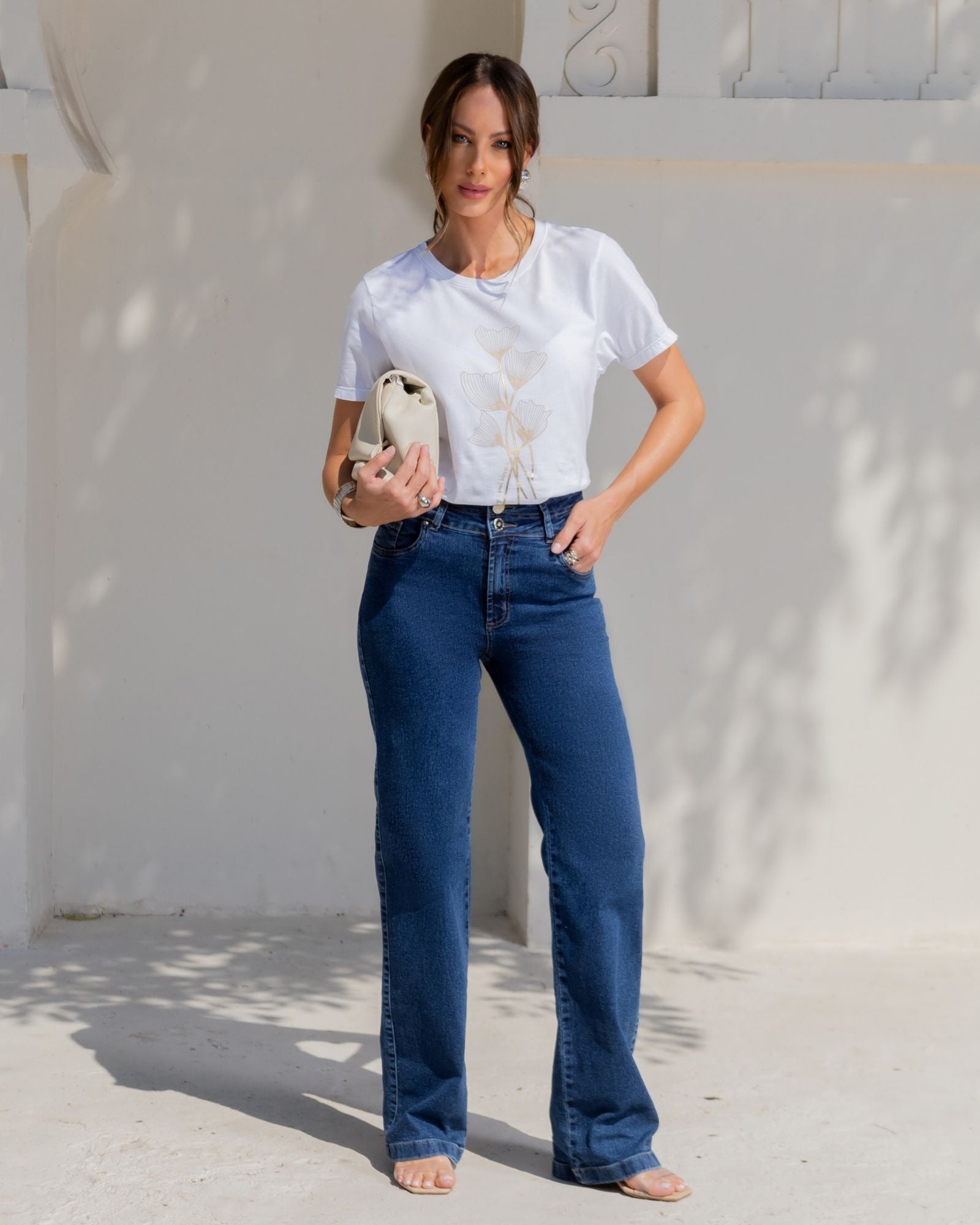 Calça Wide Leg com Cós Largo