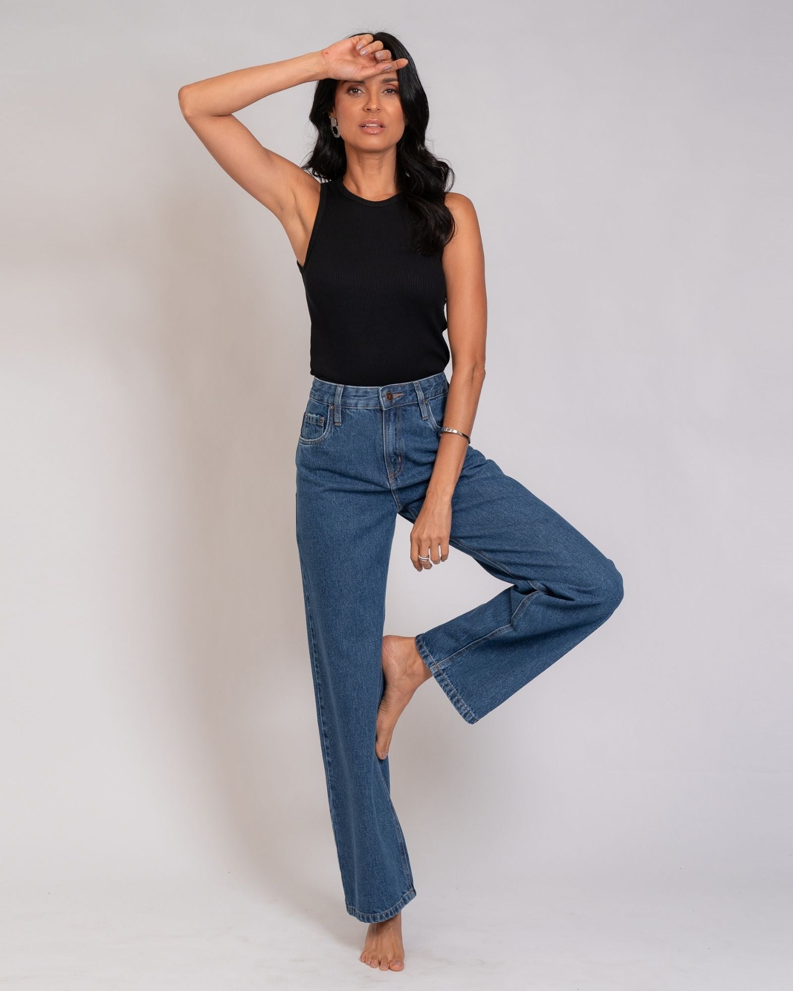 Calça Wide Leg Jeans Básica