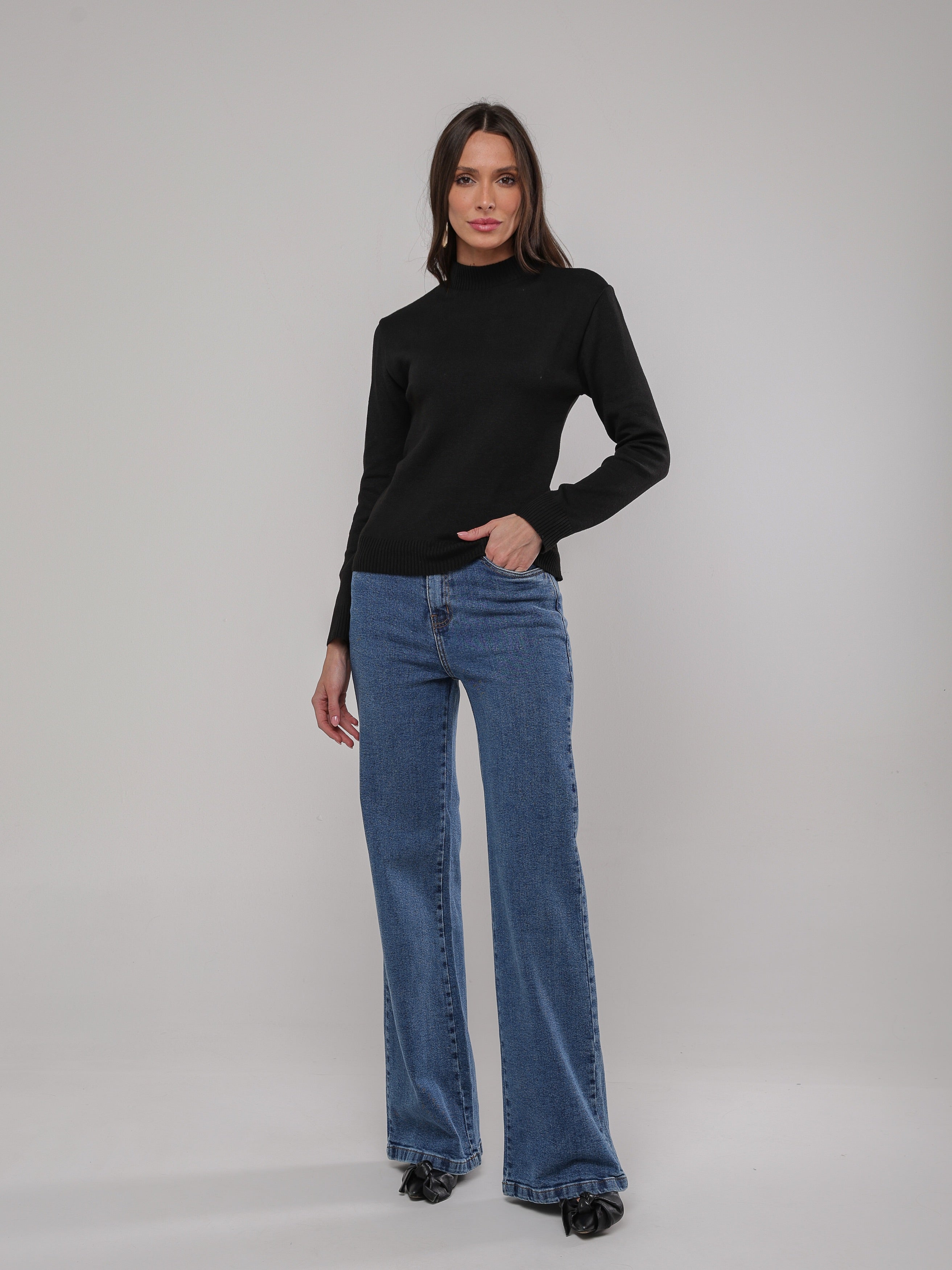 Calça wide leg lycra