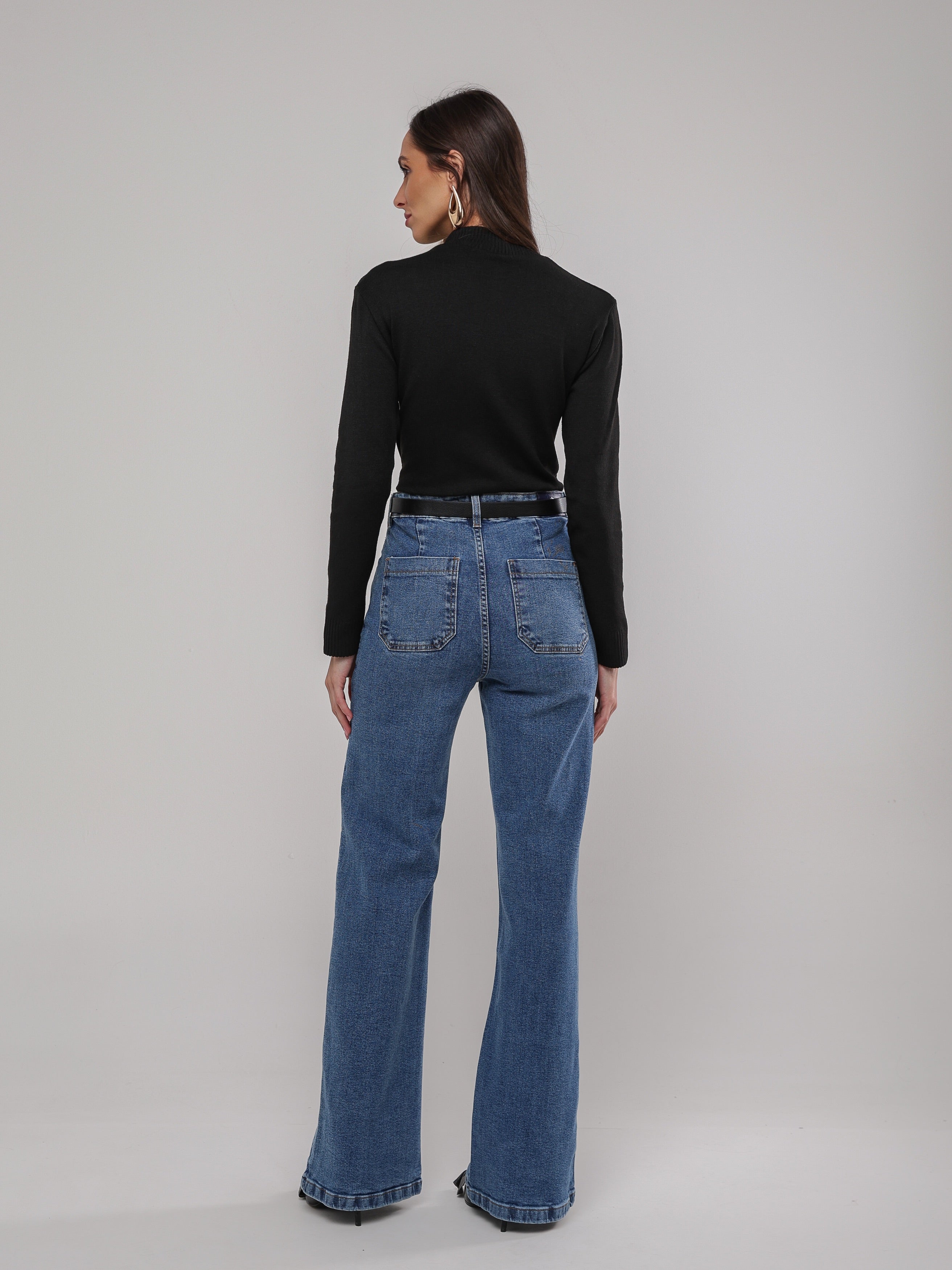 Calça wide leg lycra