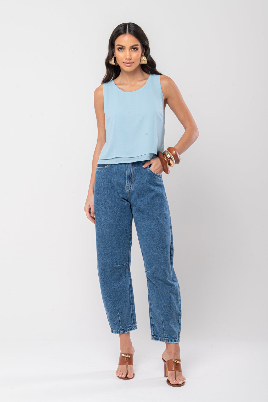 Calça barrel jeans