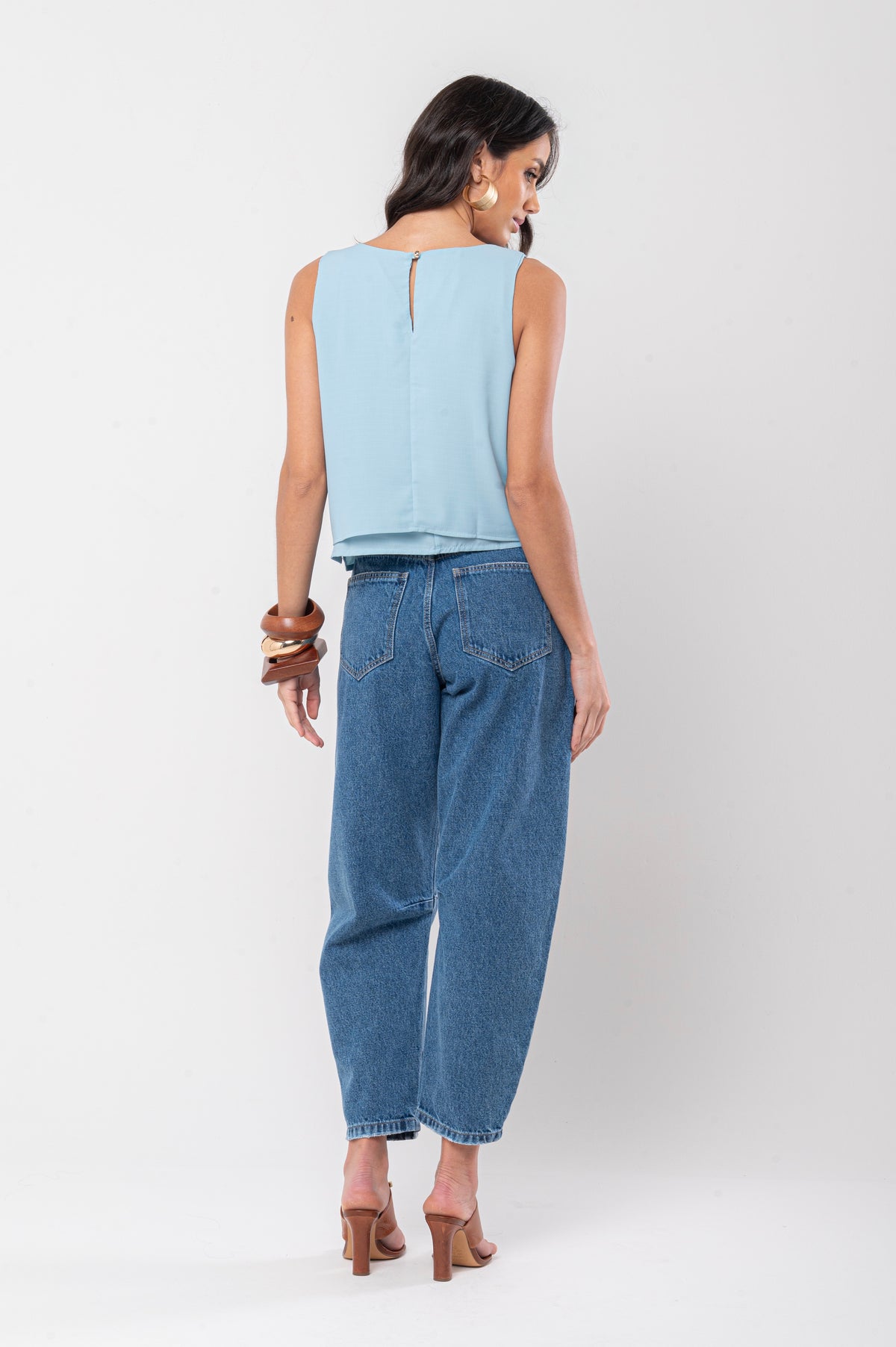 Calça barrel jeans